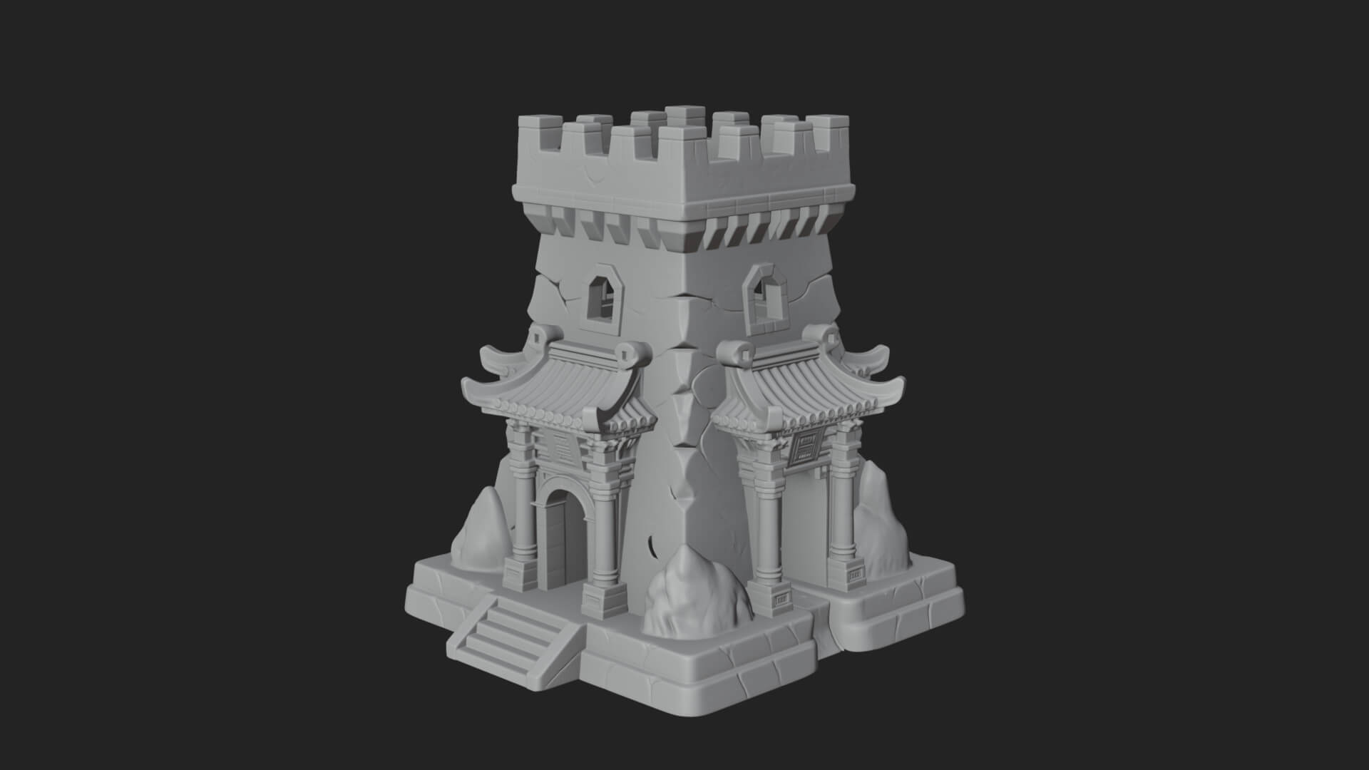 Lava Vein Fortress Tower Design 1 3D Print Model 3D Model