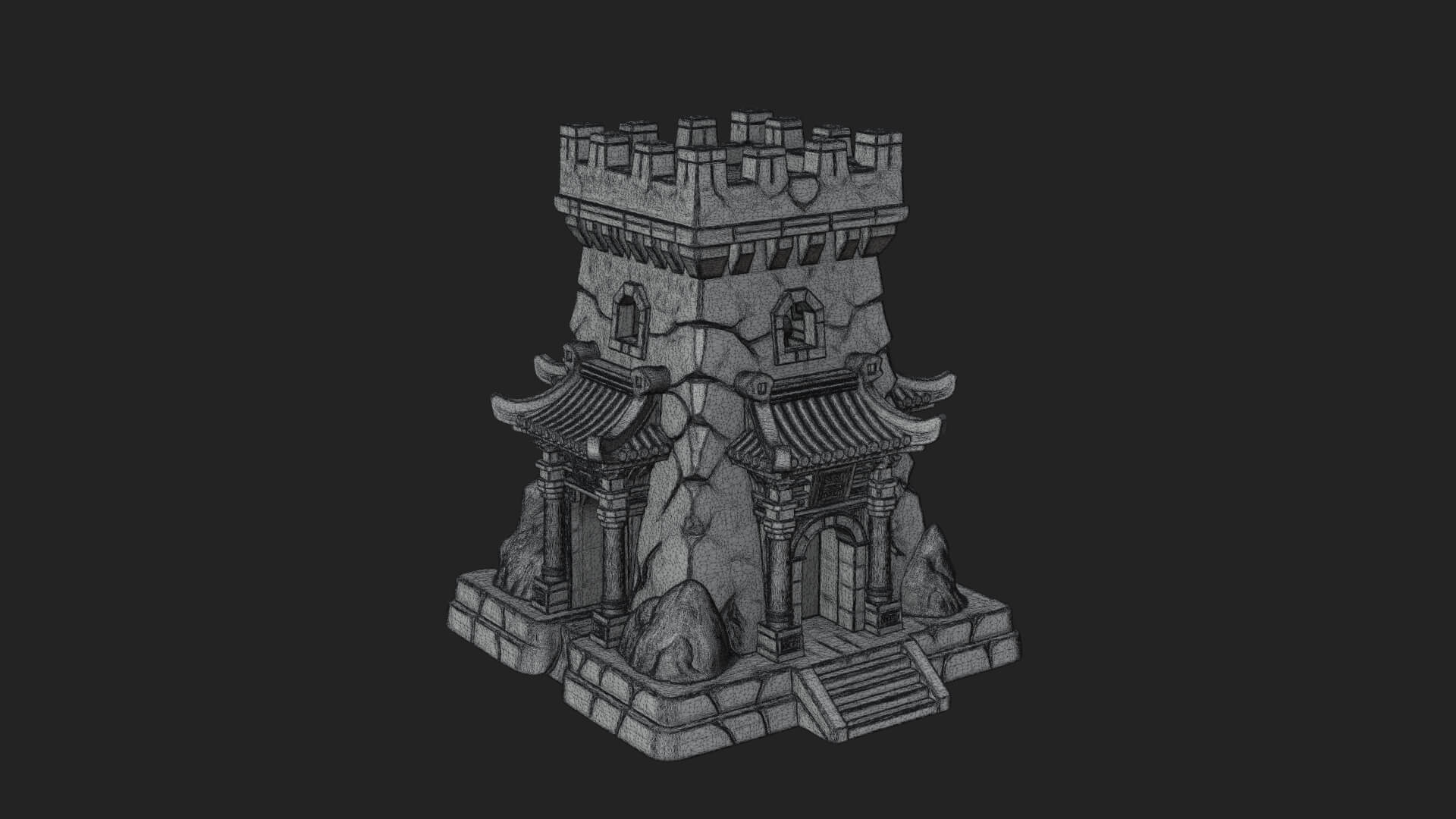 Lava Vein Fortress Tower Design 1 3D Print Model 3D Model