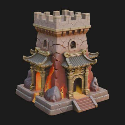 Lava Vein Fortress Tower Design 1 3D Print Model