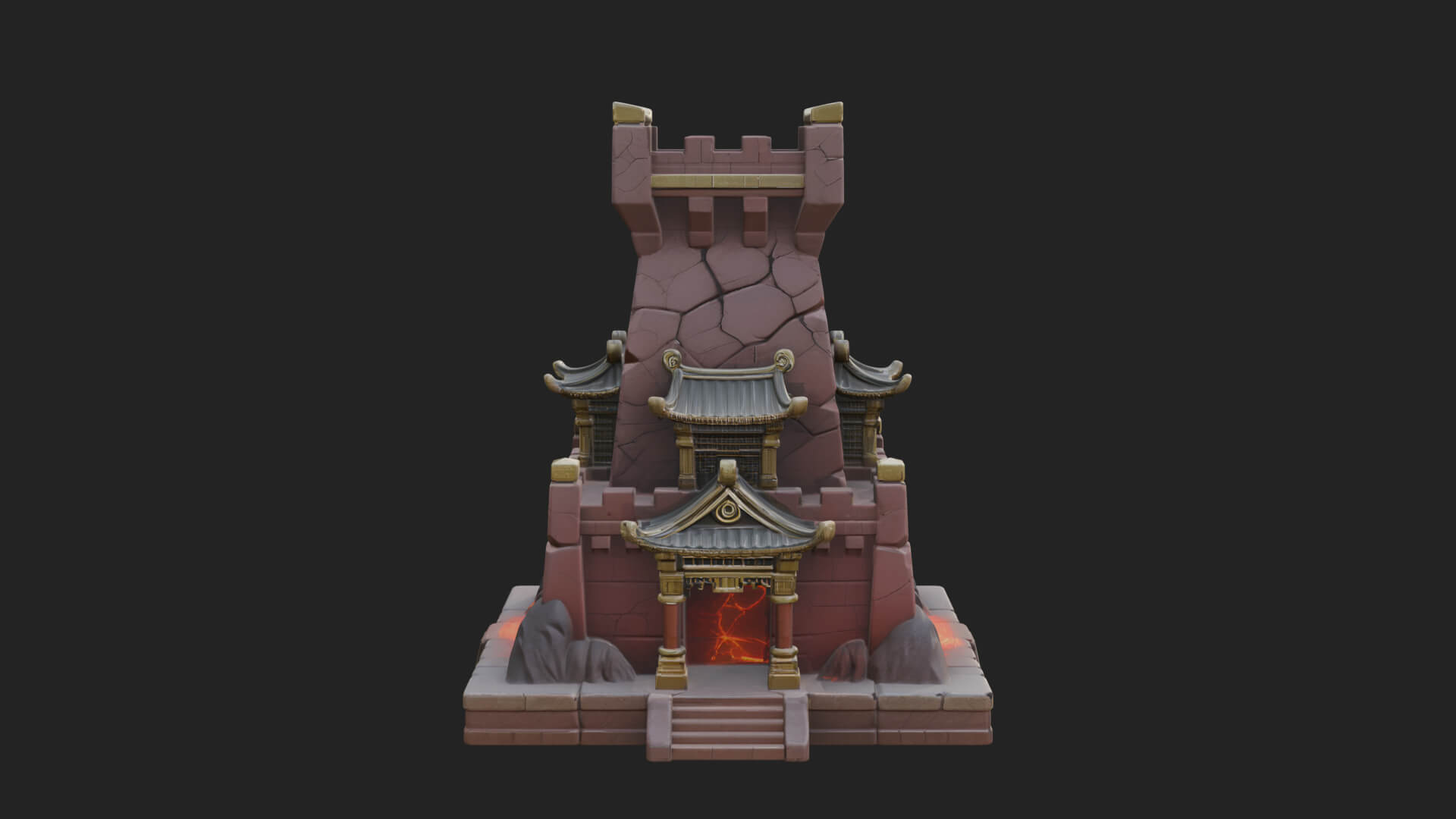 Lava Vein Fortress Tower Design 2 3D Print Model 3D Model