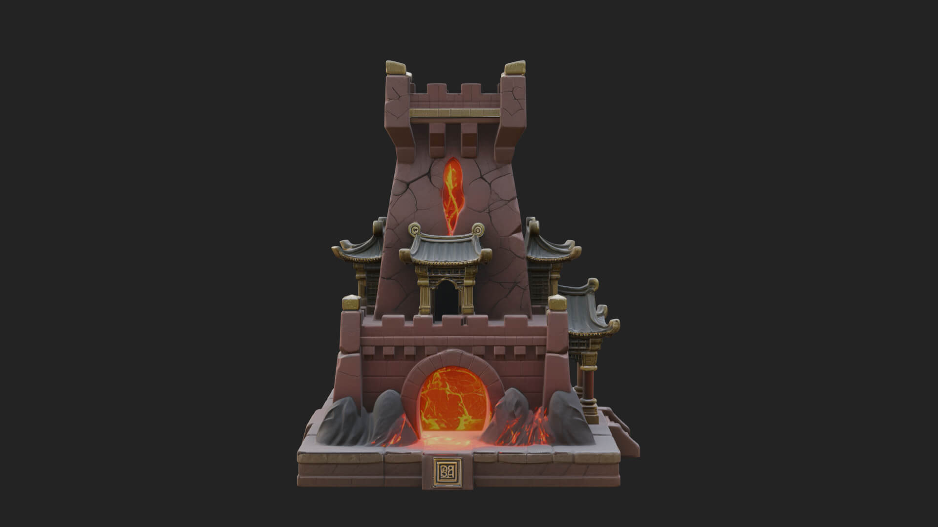 Lava Vein Fortress Tower Design 2 3D Print Model 3D Model