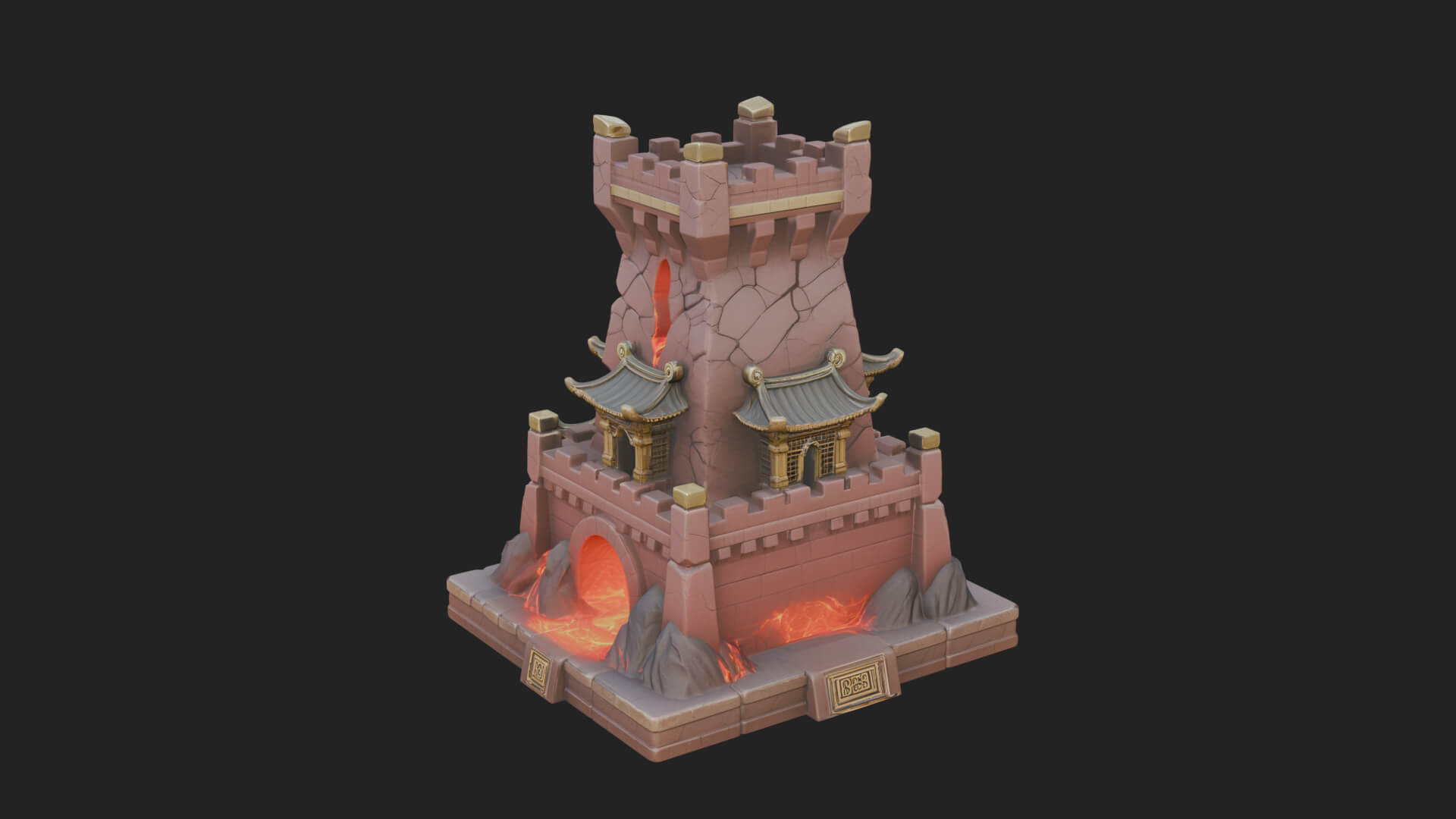 Lava Vein Fortress Tower Design 2 3D Print Model 3D Model