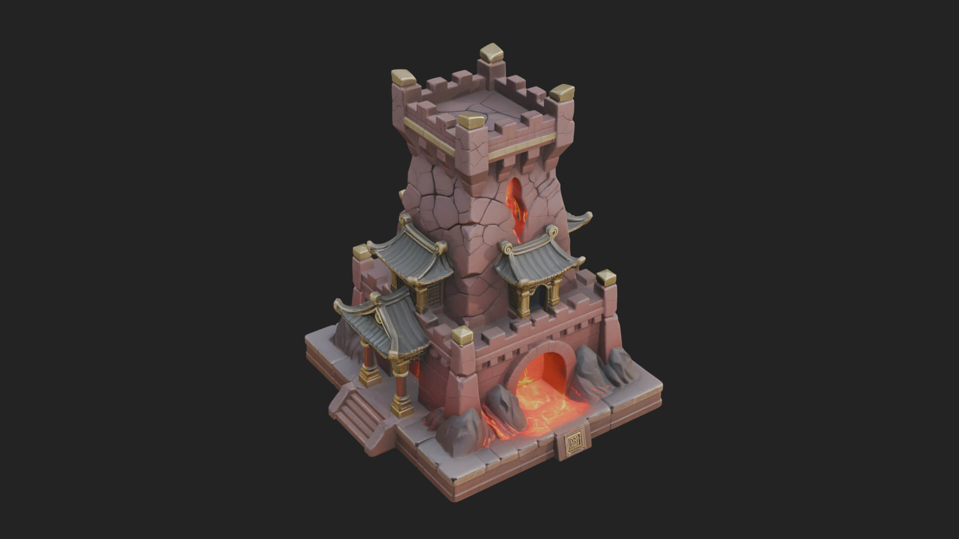 Lava Vein Fortress Tower Design 2 3D Print Model 3D Model