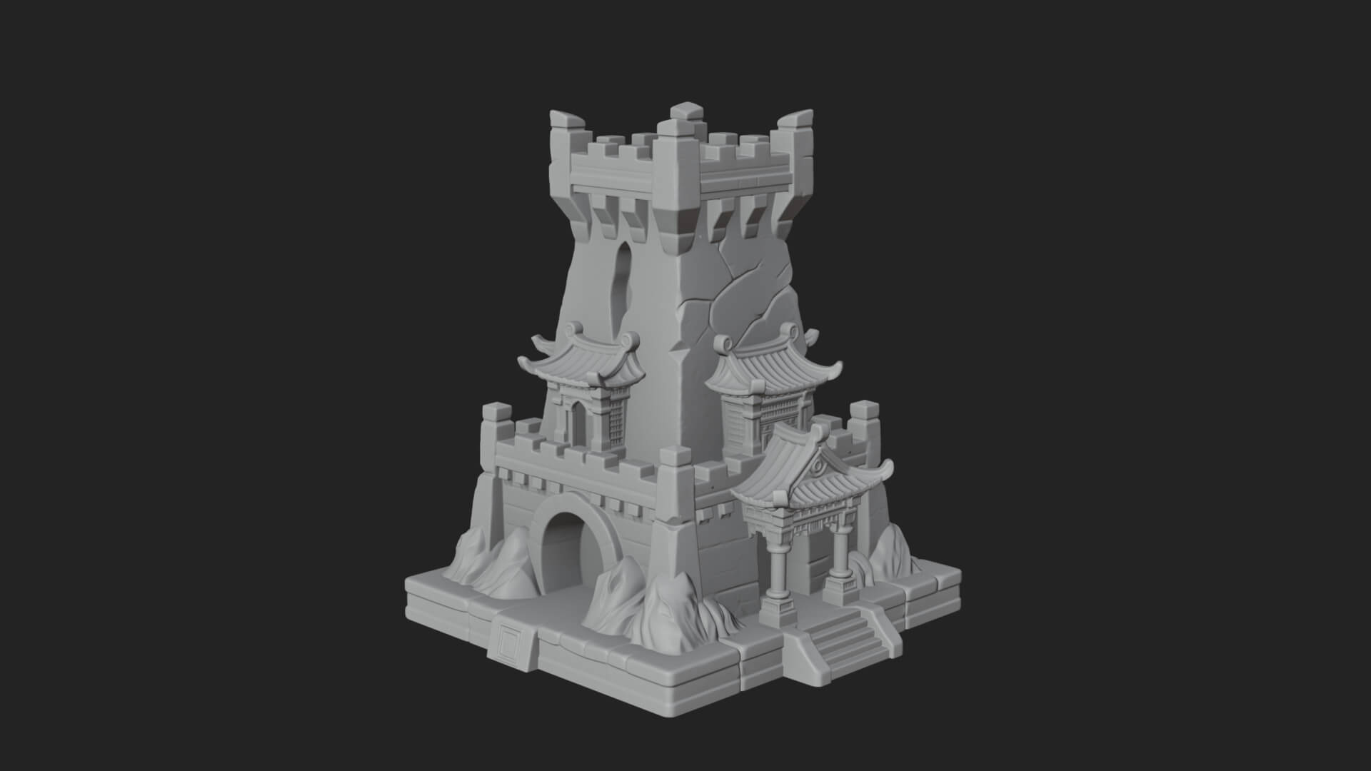 Lava Vein Fortress Tower Design 2 3D Print Model 3D Model