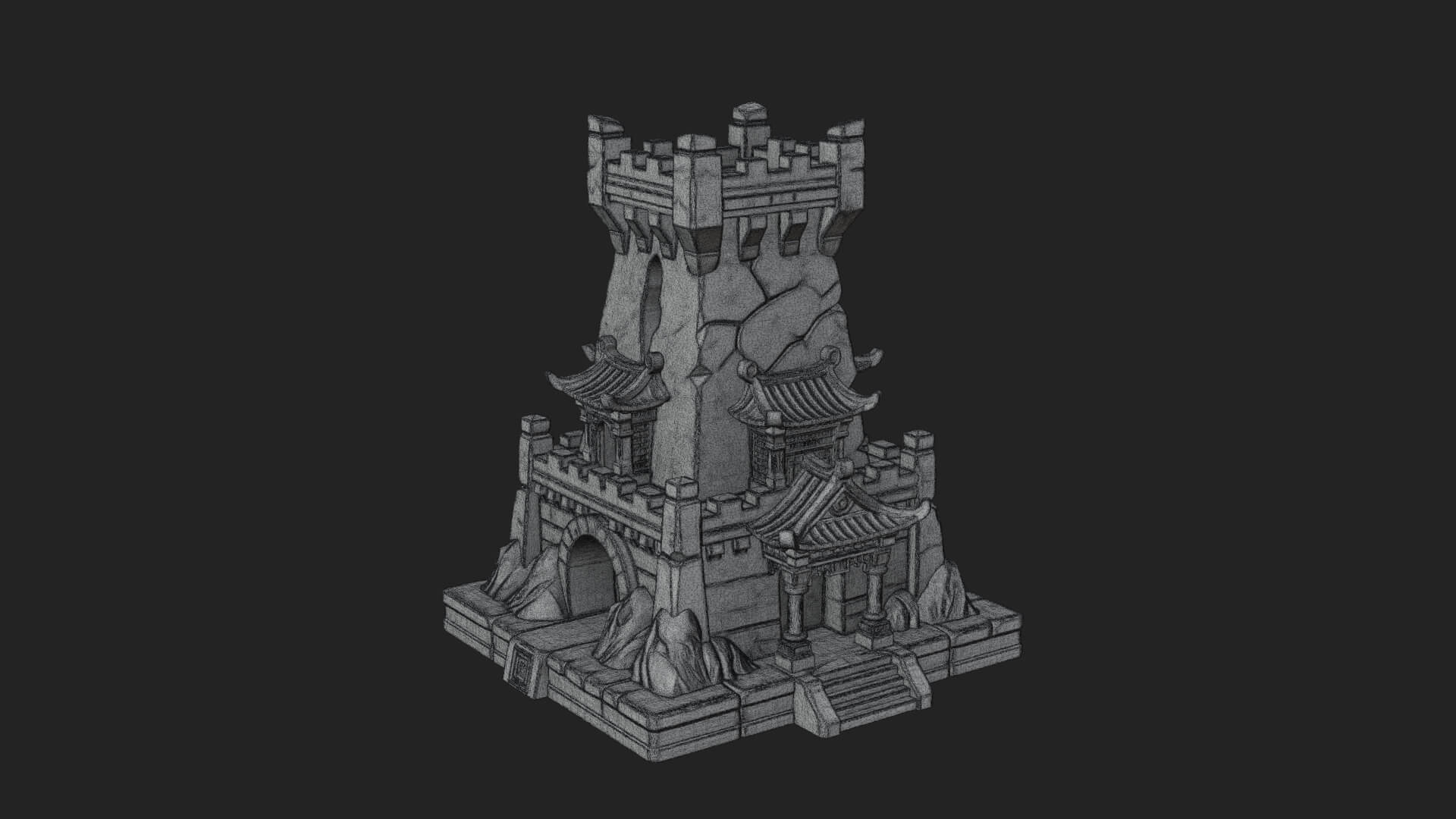 Lava Vein Fortress Tower Design 2 3D Print Model 3D Model
