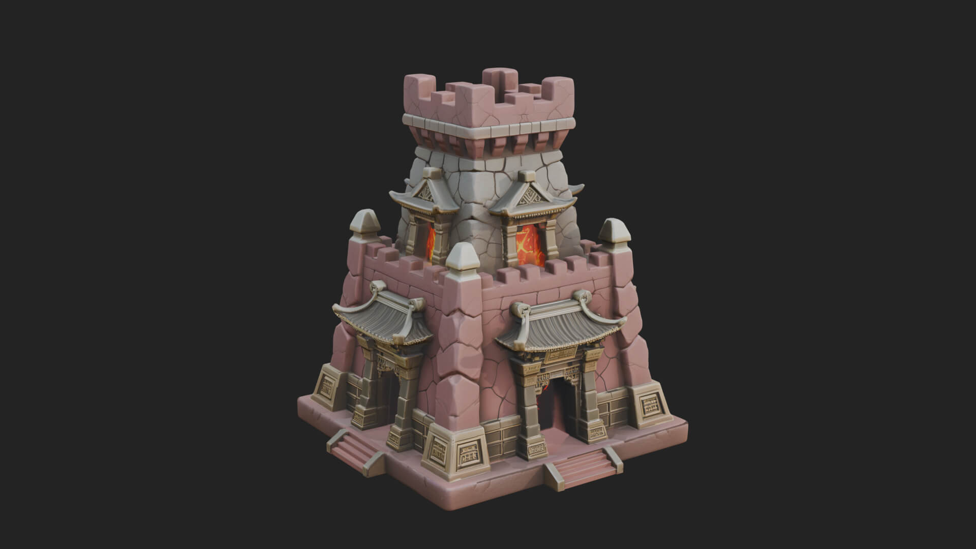 Lava Vein Fortress Tower Design 3 3D Print Model 3D Model