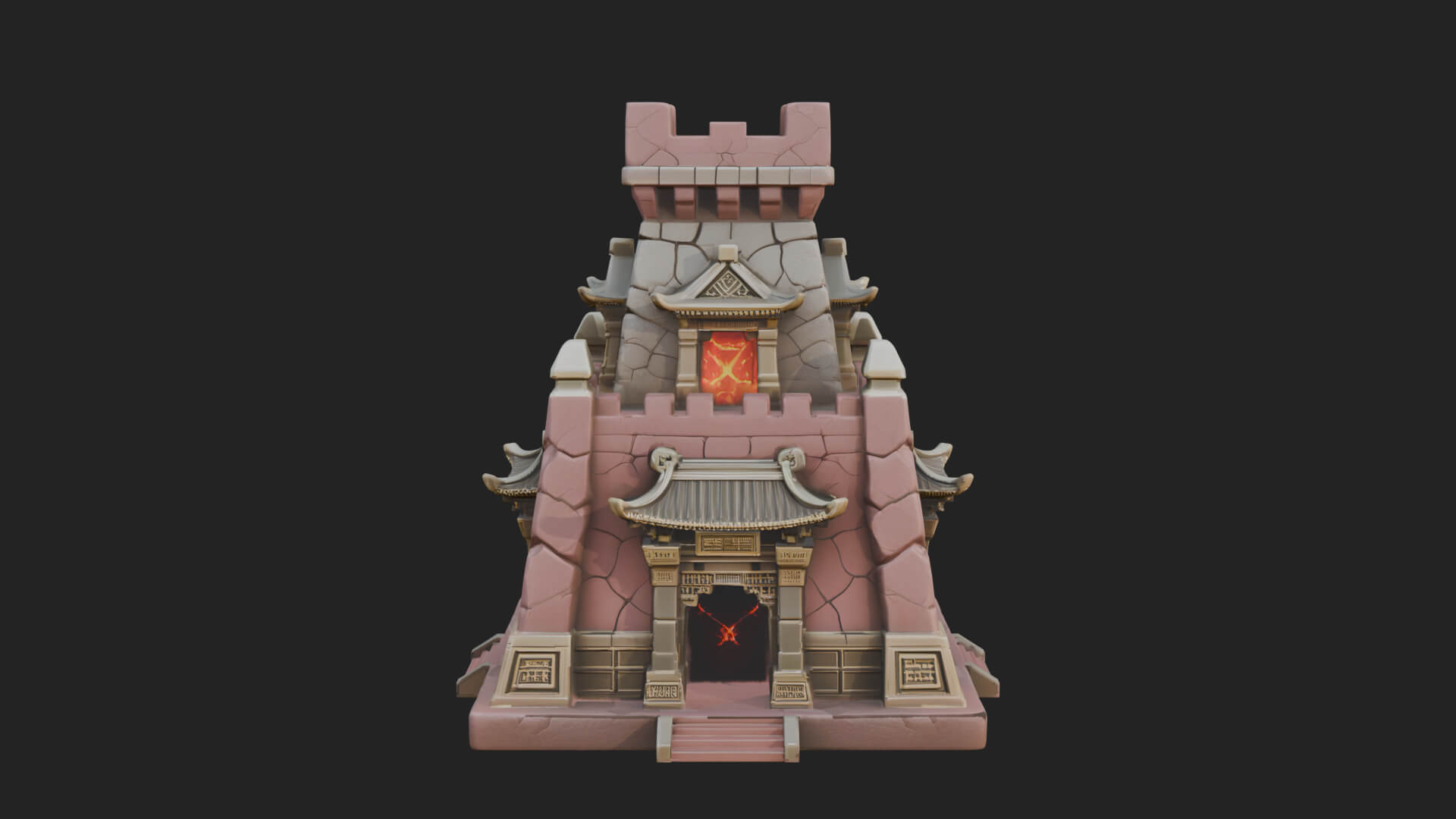 Lava Vein Fortress Tower Design 3 3D Print Model 3D Model