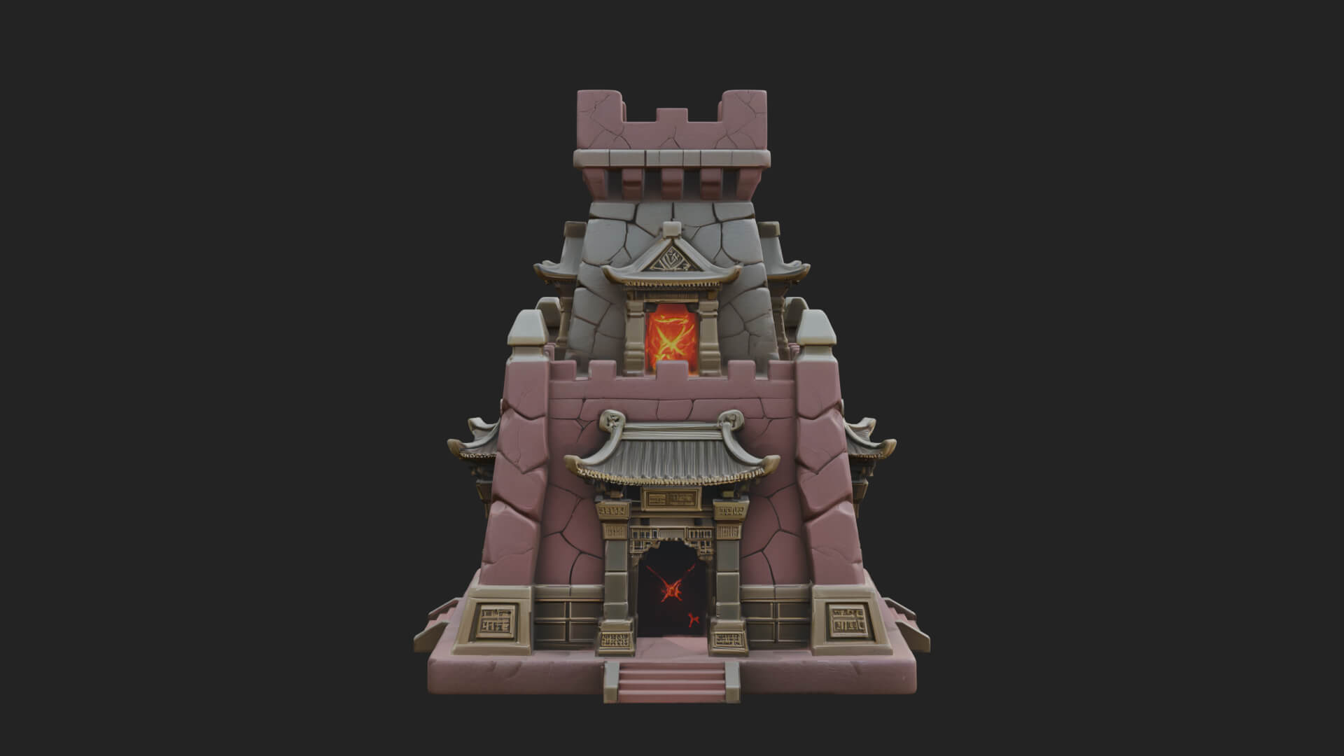 Lava Vein Fortress Tower Design 3 3D Print Model 3D Model