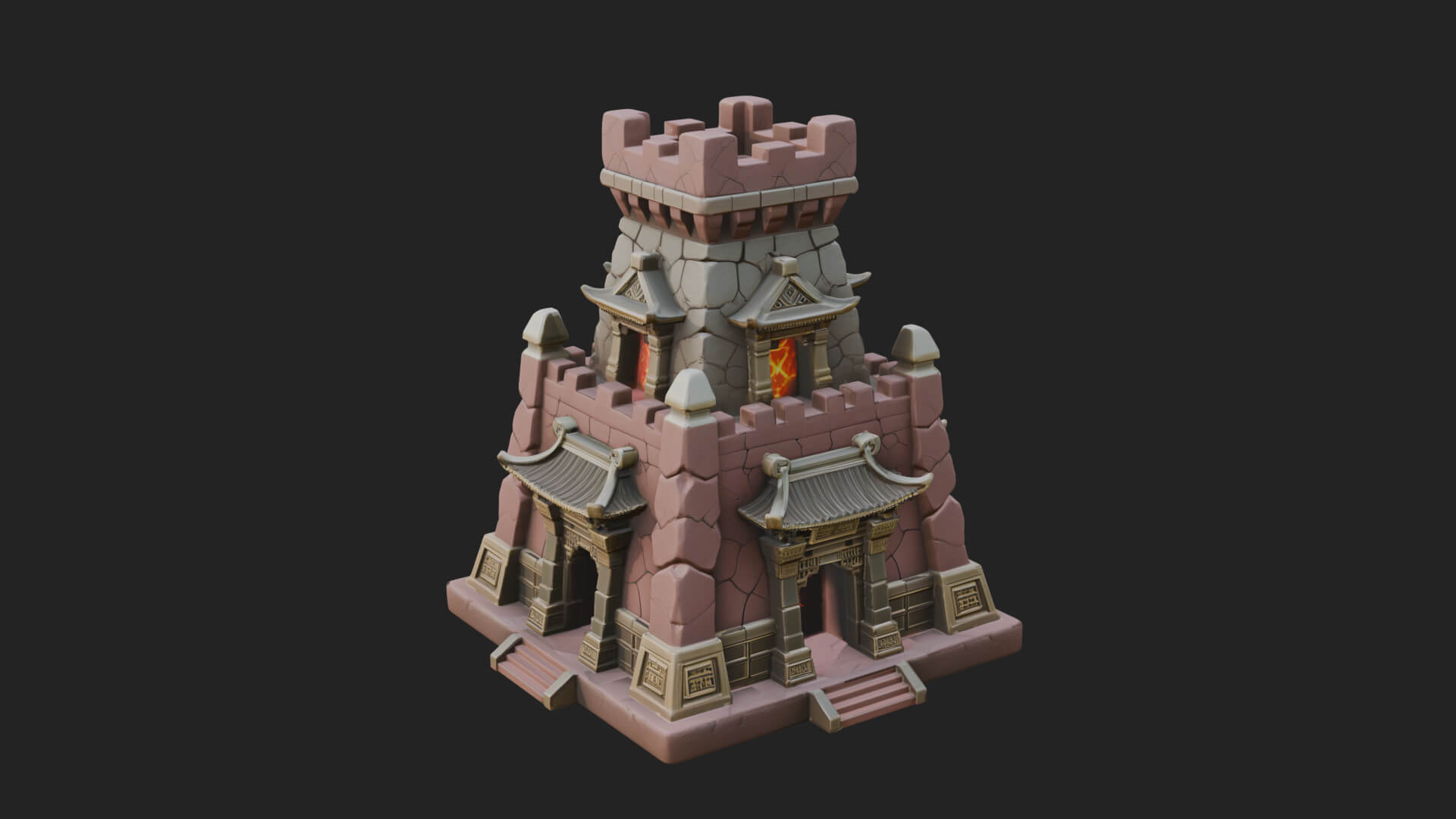 Lava Vein Fortress Tower Design 3 3D Print Model 3D Model