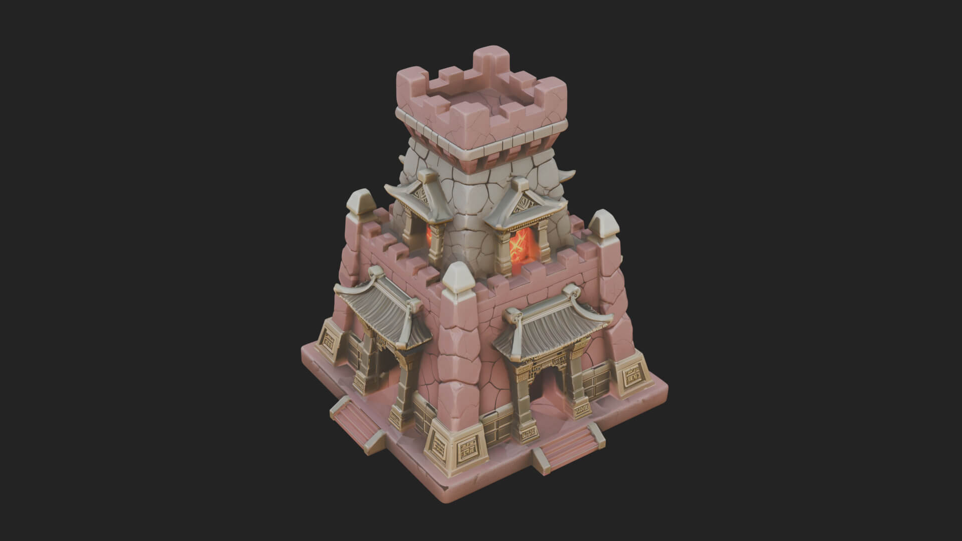 Lava Vein Fortress Tower Design 3 3D Print Model 3D Model