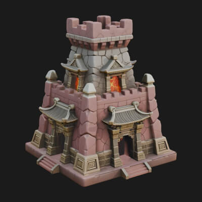 Lava Vein Fortress Tower Design 3 3D Print Model