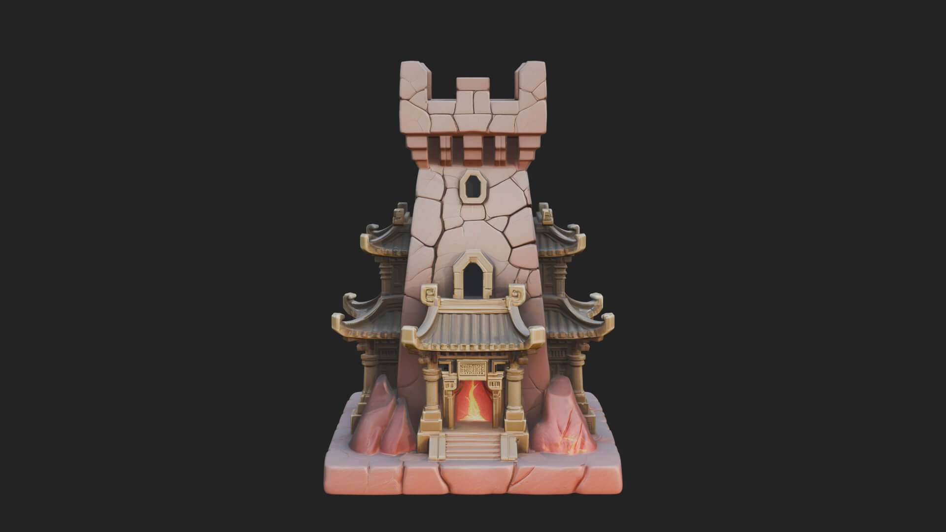 Lava Vein Fortress Tower Design 4 3D Print Model 3D Model
