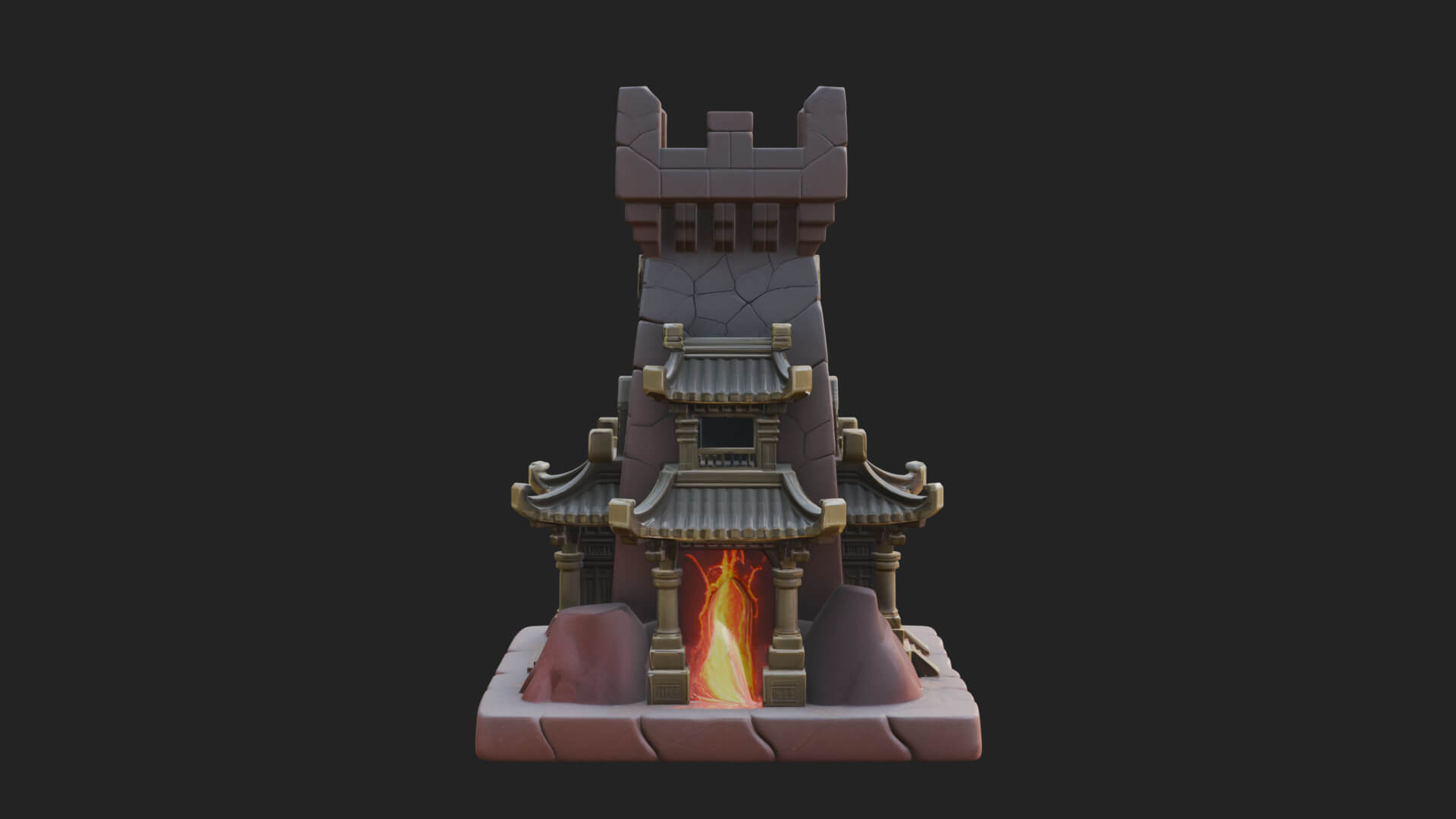 Lava Vein Fortress Tower Design 4 3D Print Model 3D Model