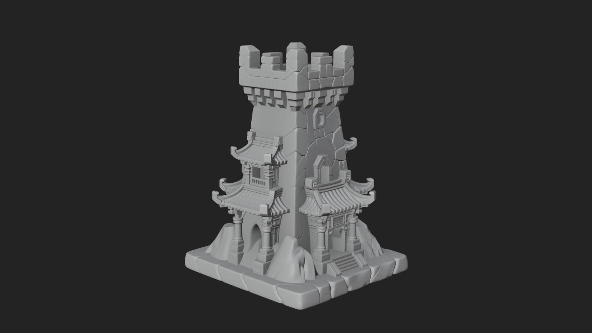 Lava Vein Fortress Tower Design 4 3D Print Model 3D Model