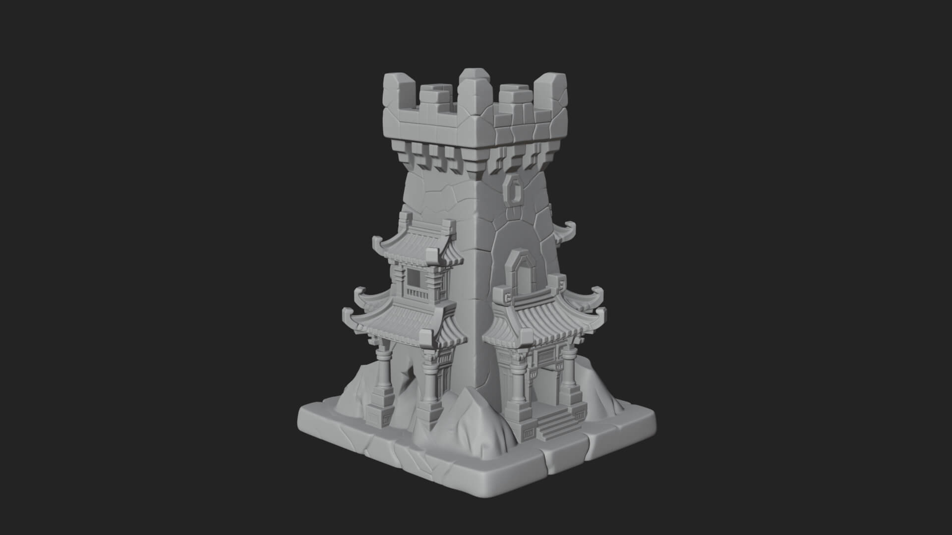Lava Vein Fortress Tower Design 4 3D Print Model 3D Model