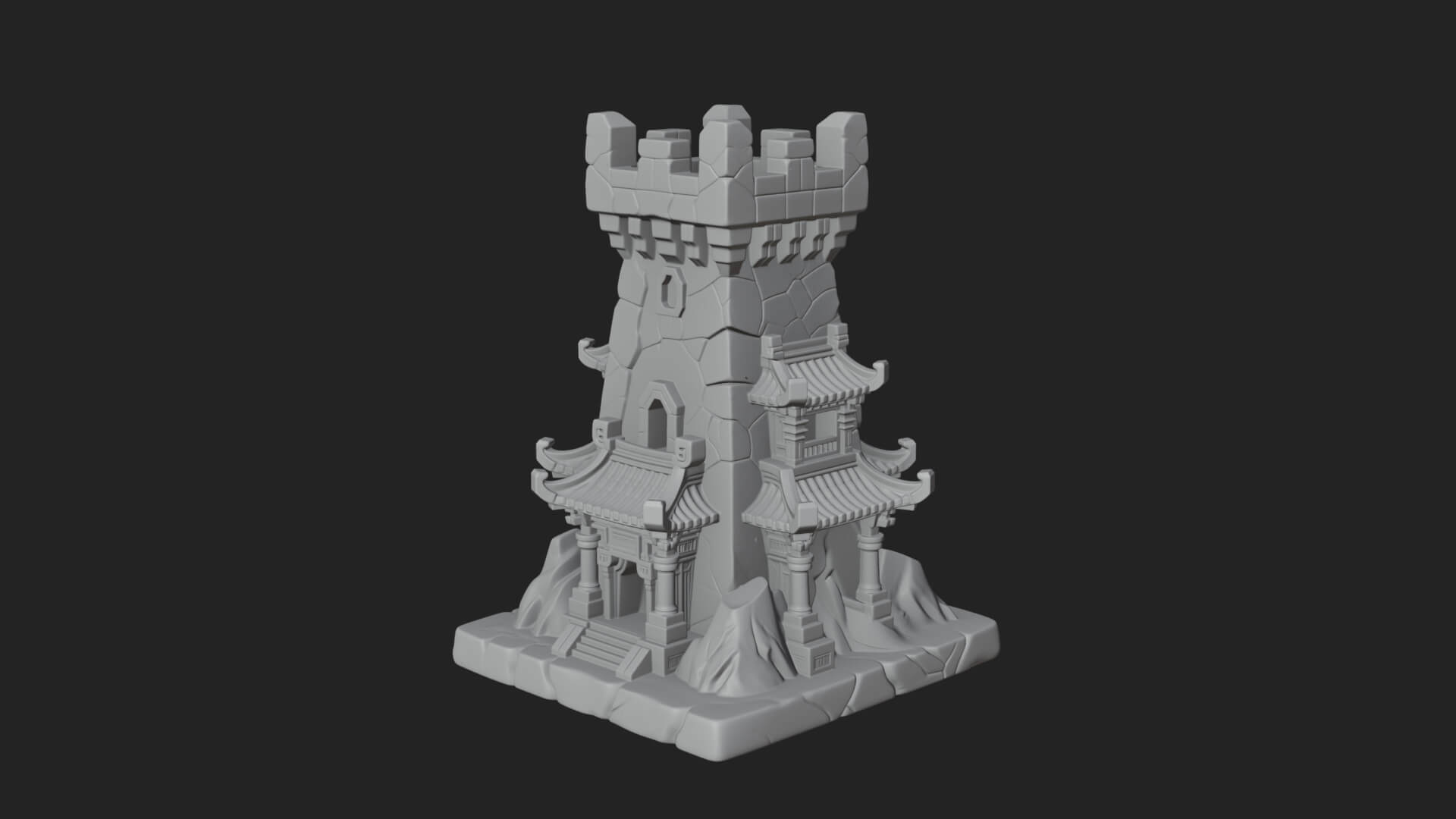 Lava Vein Fortress Tower Design 4 3D Print Model 3D Model