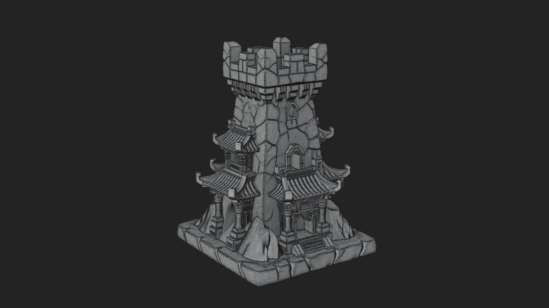 Lava Vein Fortress Tower Design 4 3D Print Model 3D Model