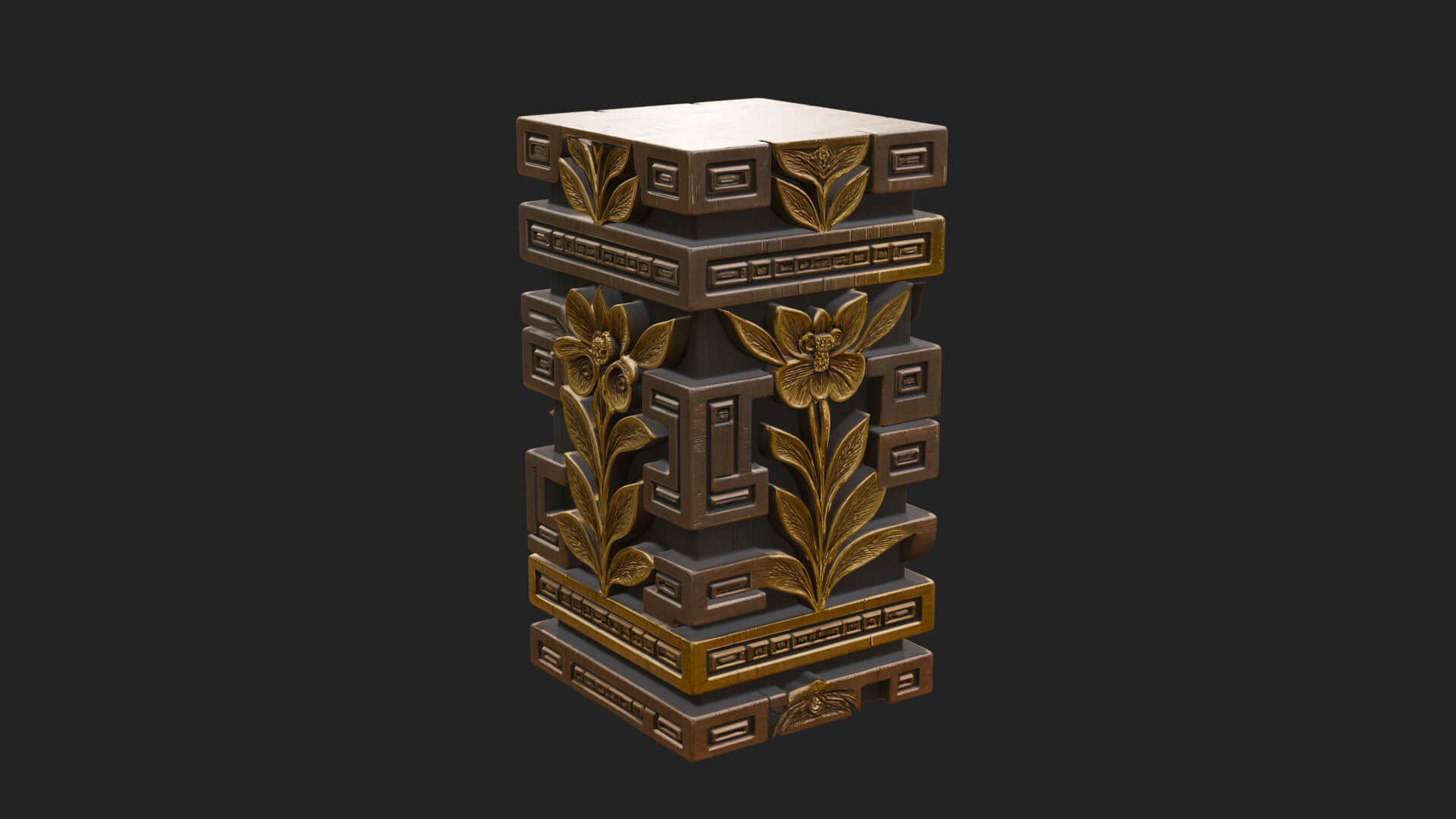 Leaf Carved Stone Column Design 1 3D Print Model 3D Model