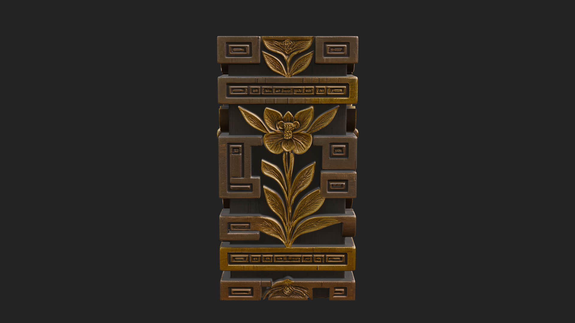 Leaf Carved Stone Column Design 1 3D Print Model 3D Model