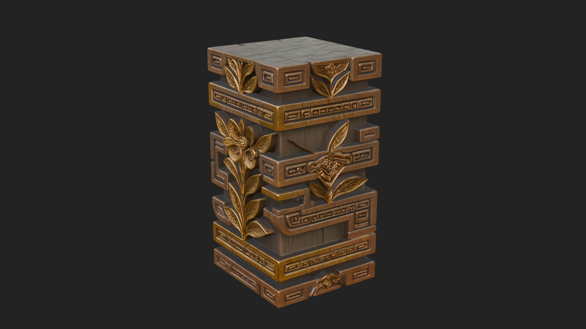 Leaf Carved Stone Column Design 1 3D Print Model 3D Model