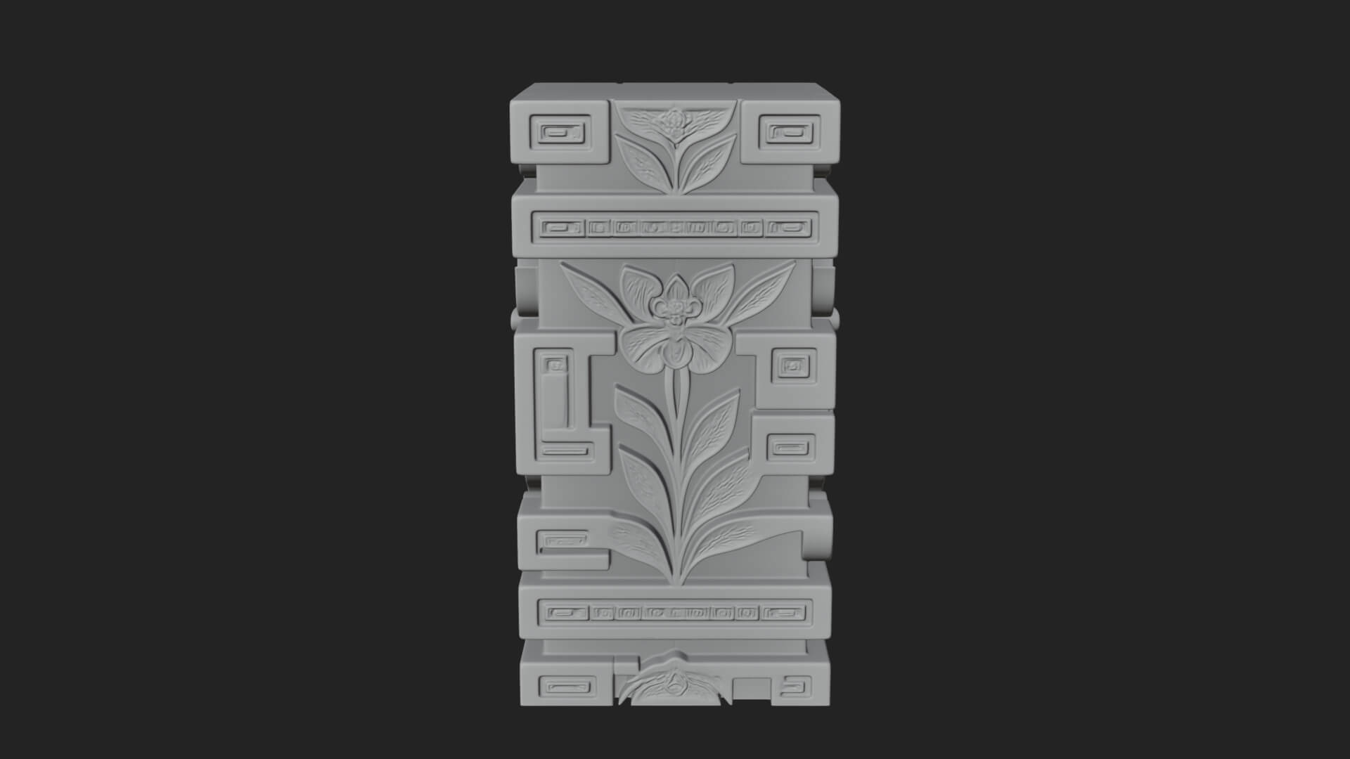 Leaf Carved Stone Column Design 1 3D Print Model 3D Model