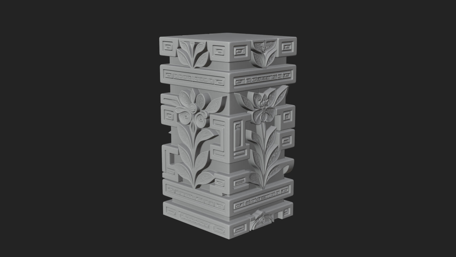 Leaf Carved Stone Column Design 1 3D Print Model 3D Model