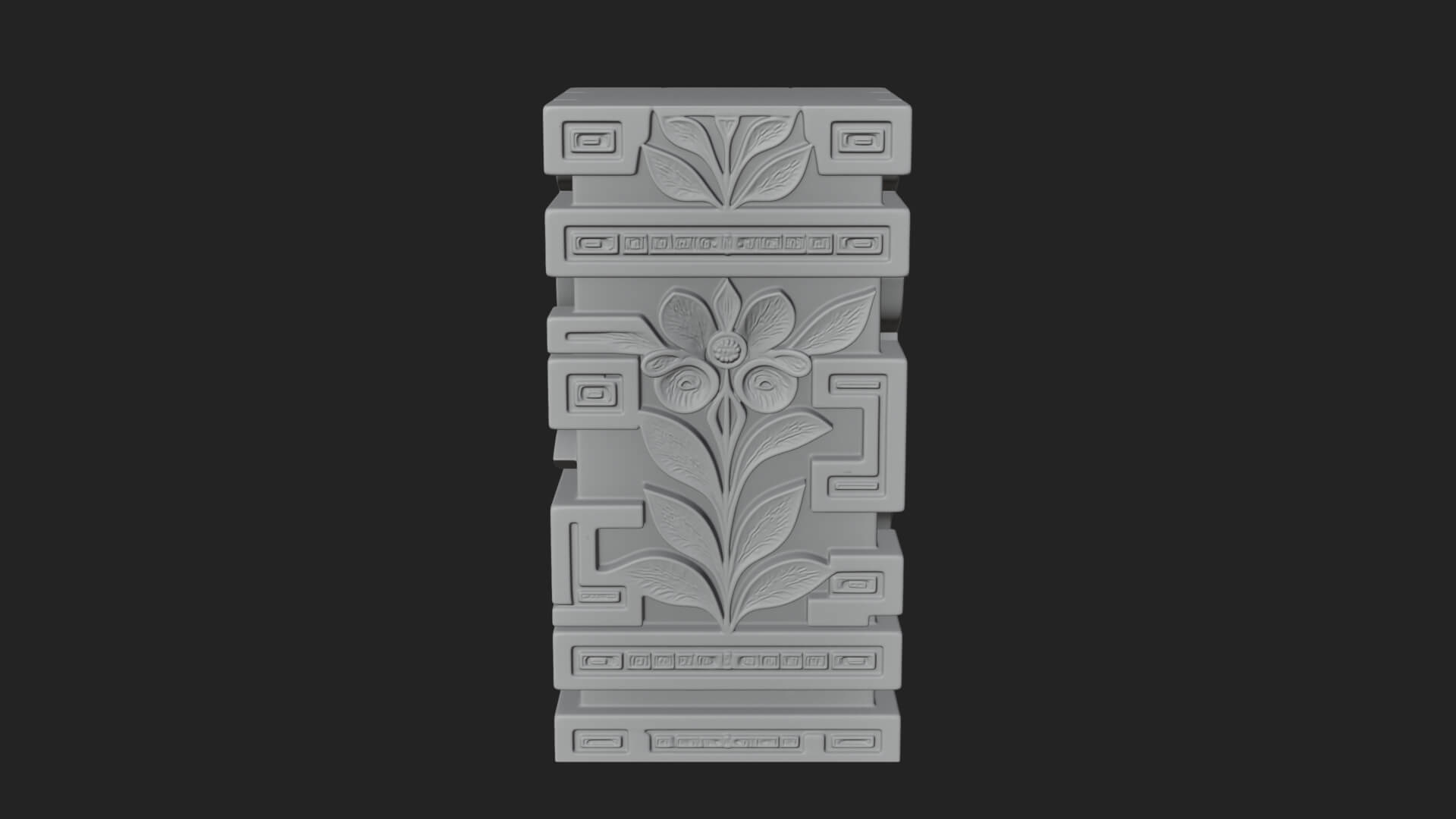 Leaf Carved Stone Column Design 1 3D Print Model 3D Model