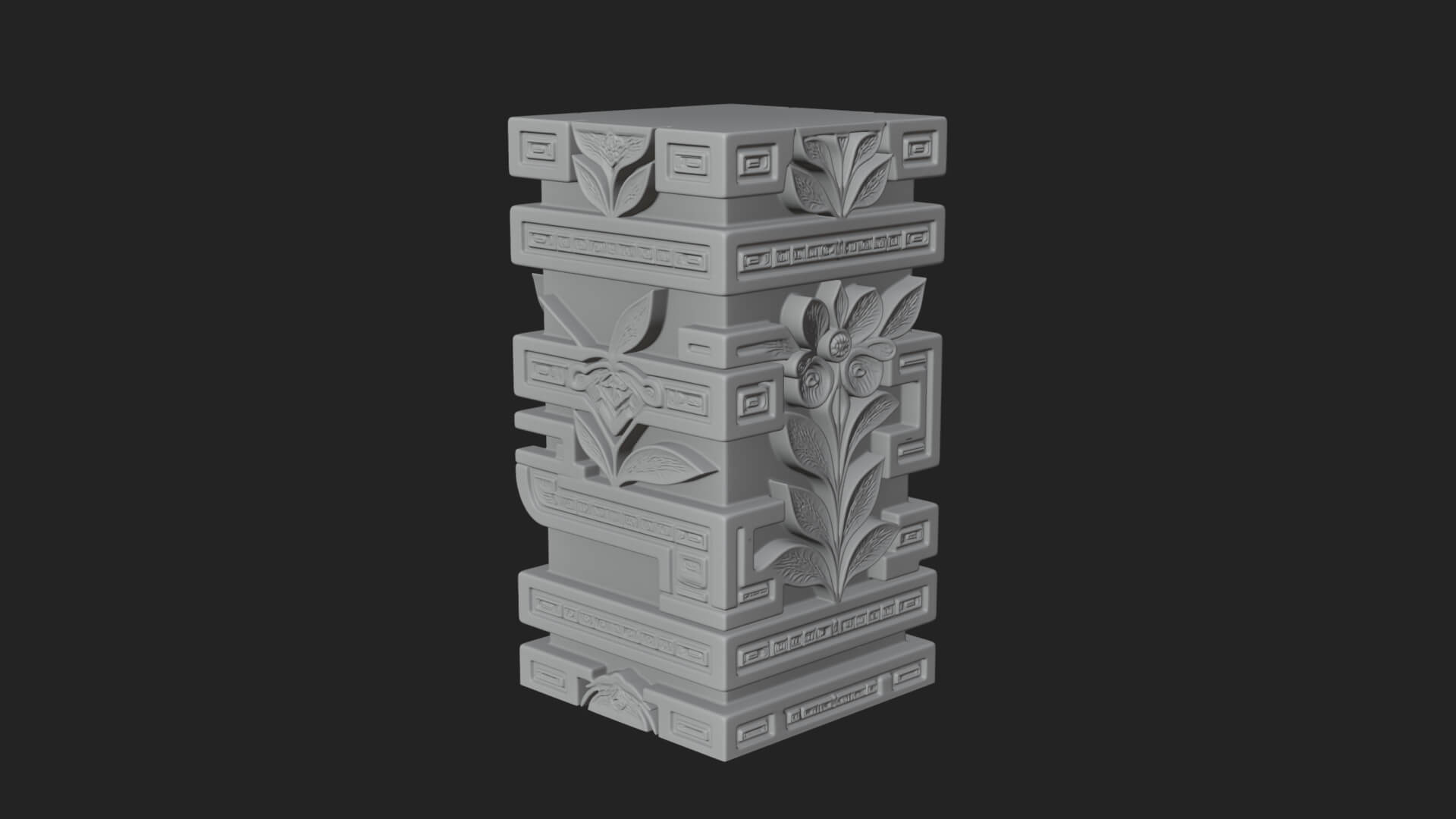 Leaf Carved Stone Column Design 1 3D Print Model 3D Model