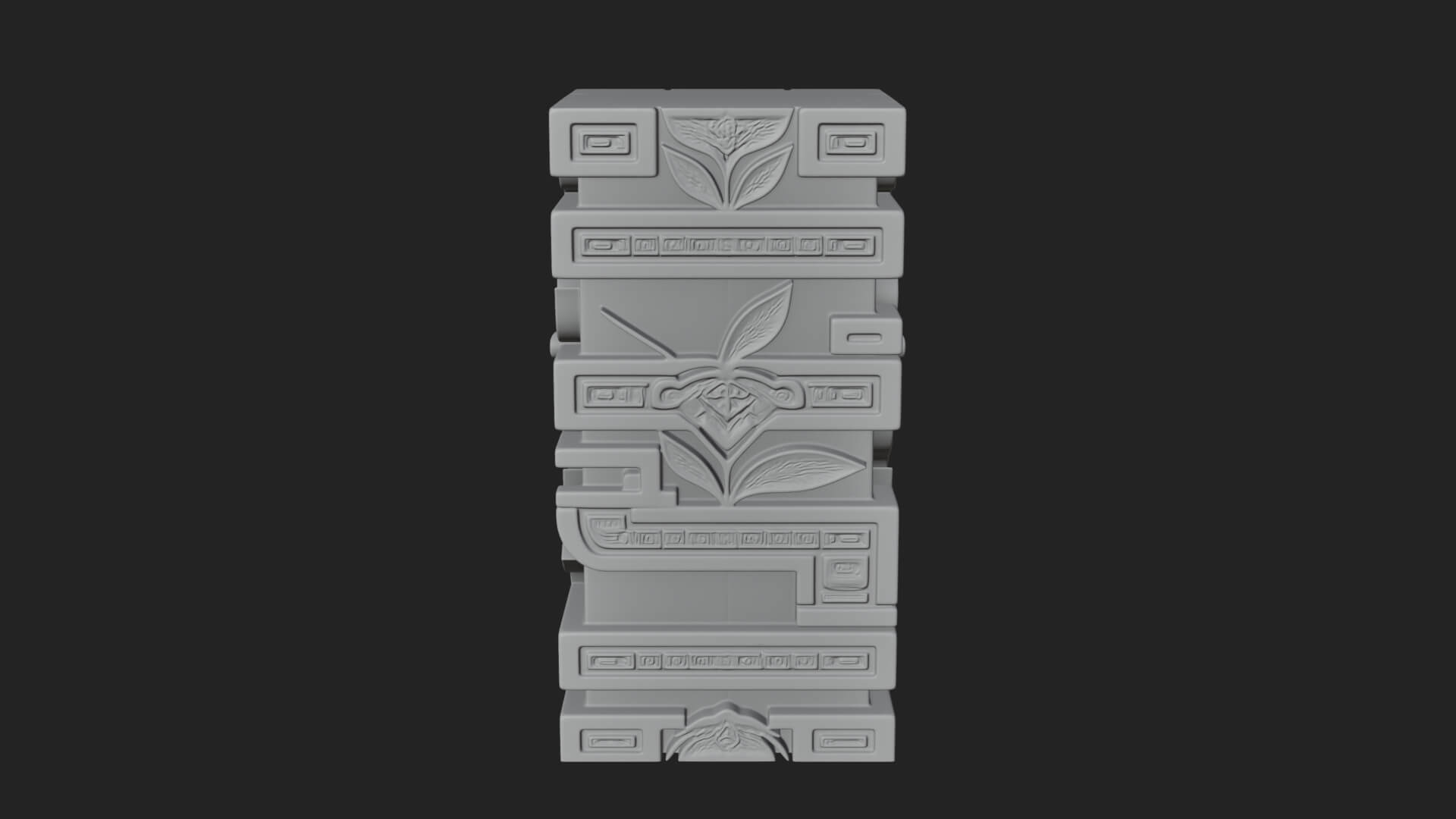 Leaf Carved Stone Column Design 1 3D Print Model 3D Model
