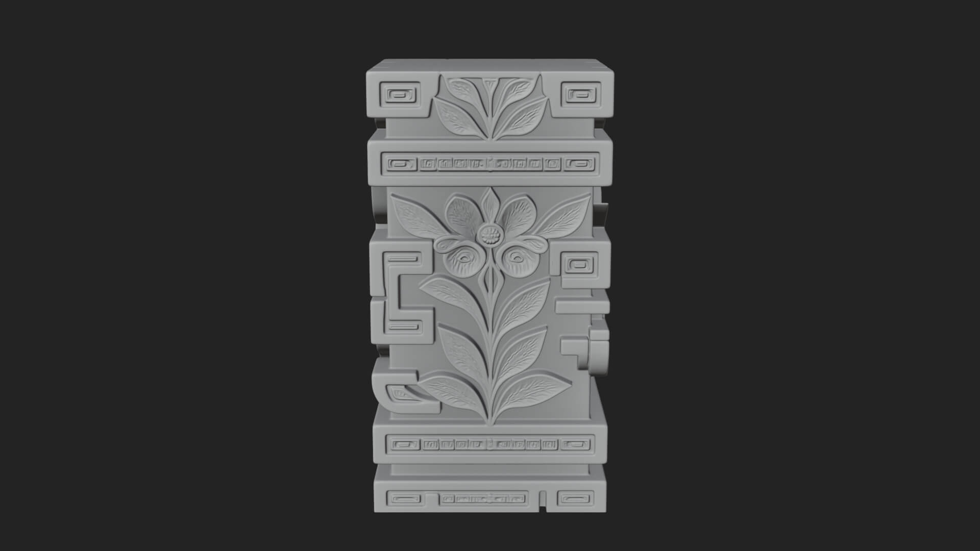 Leaf Carved Stone Column Design 1 3D Print Model 3D Model
