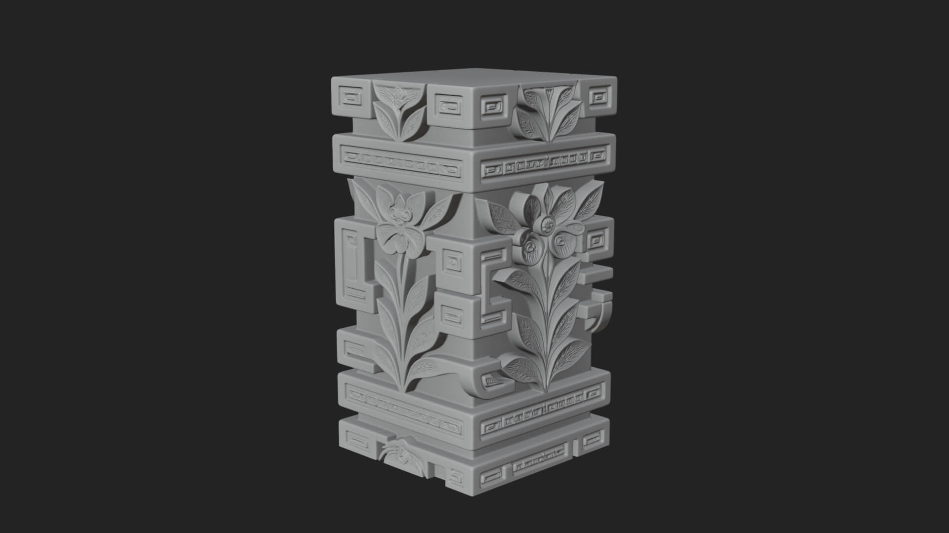 Leaf Carved Stone Column Design 1 3D Print Model 3D Model