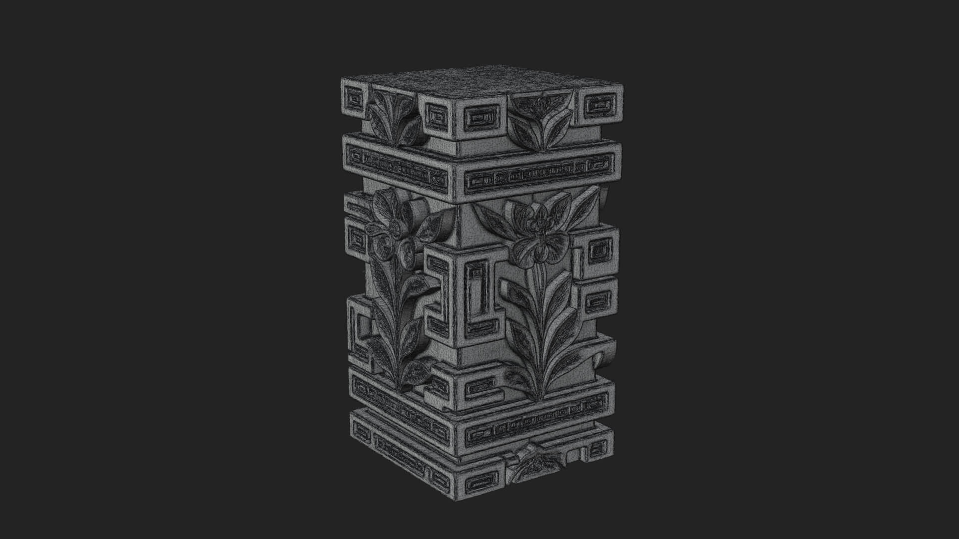 Leaf Carved Stone Column Design 1 3D Print Model 3D Model
