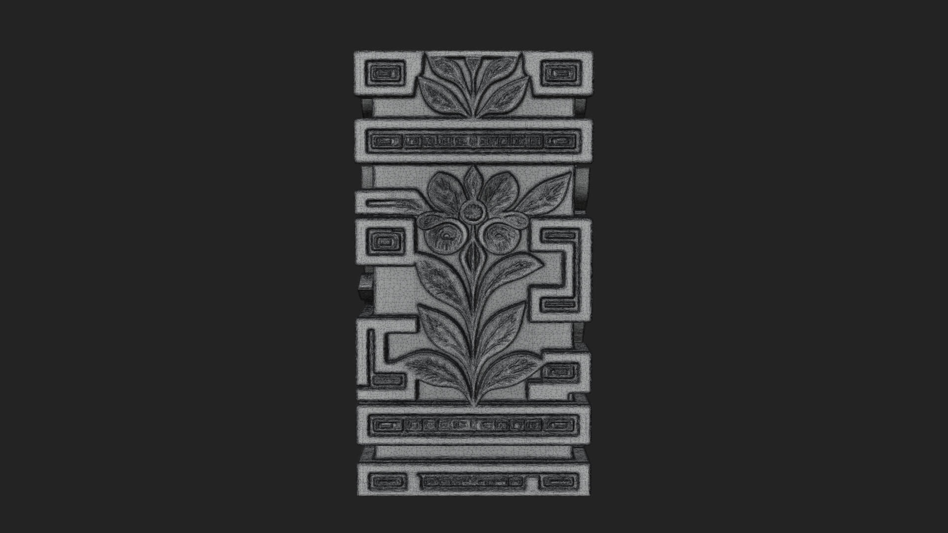 Leaf Carved Stone Column Design 1 3D Print Model 3D Model
