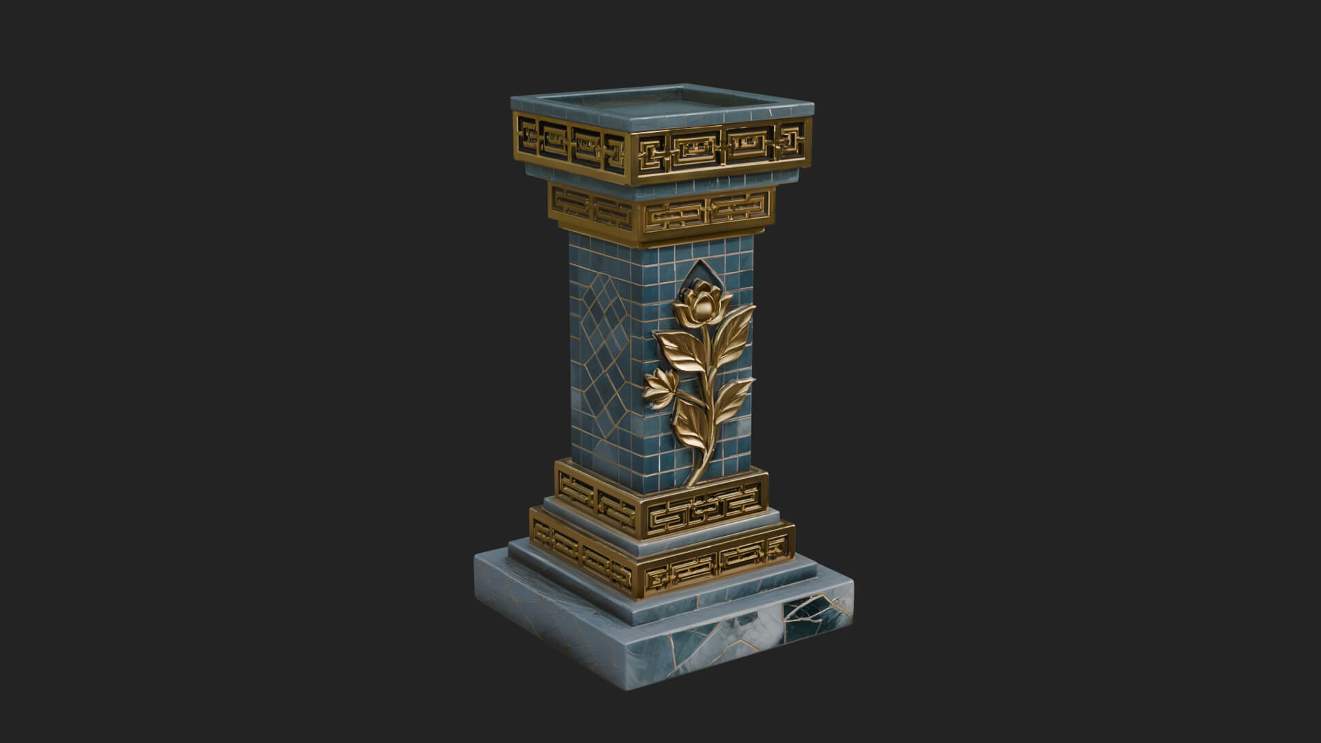Leaf Carved Stone Column Design 10 3D Print Model 3D Model