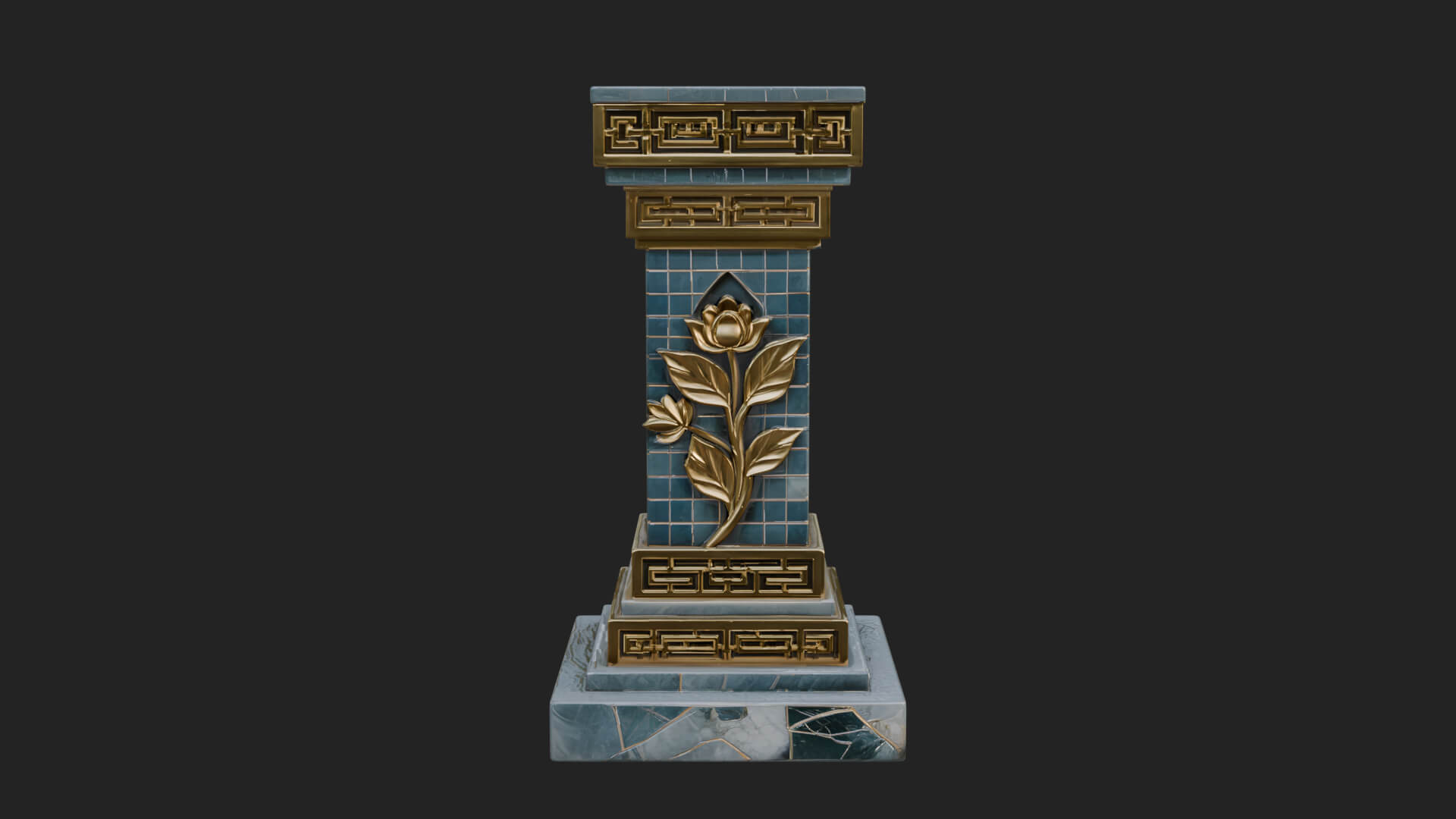 Leaf Carved Stone Column Design 10 3D Print Model 3D Model