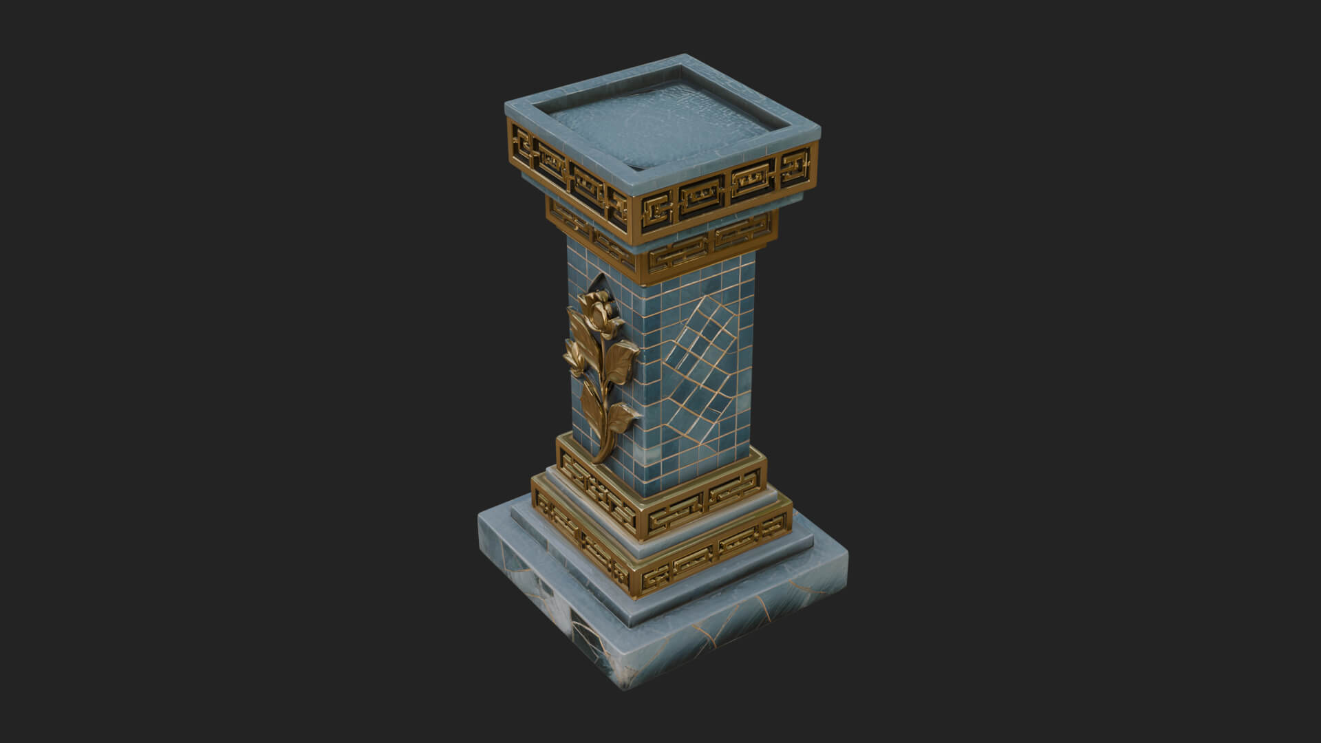 Leaf Carved Stone Column Design 10 3D Print Model 3D Model