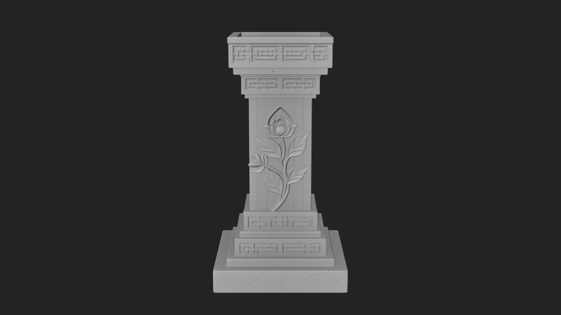 Leaf Carved Stone Column Design 10 3D Print Model 3D Model