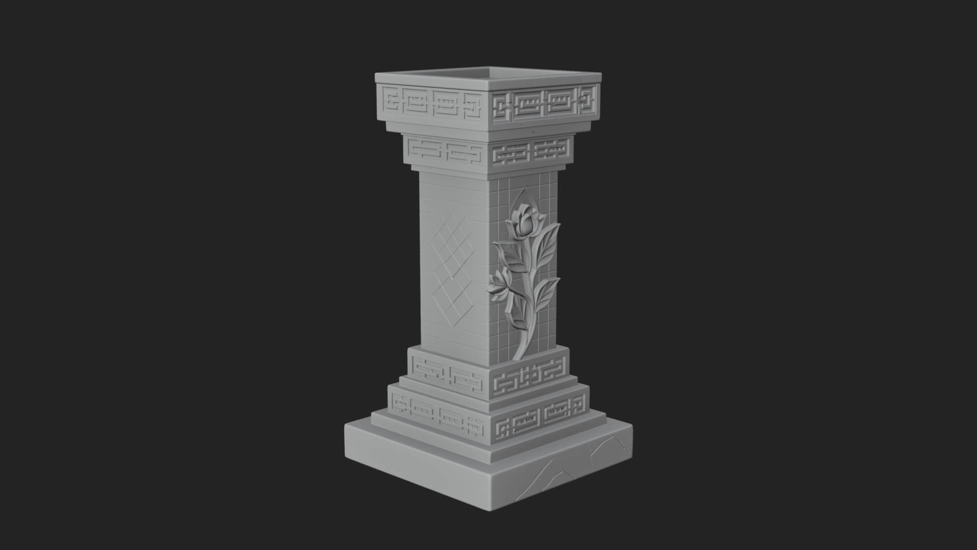 Leaf Carved Stone Column Design 10 3D Print Model 3D Model