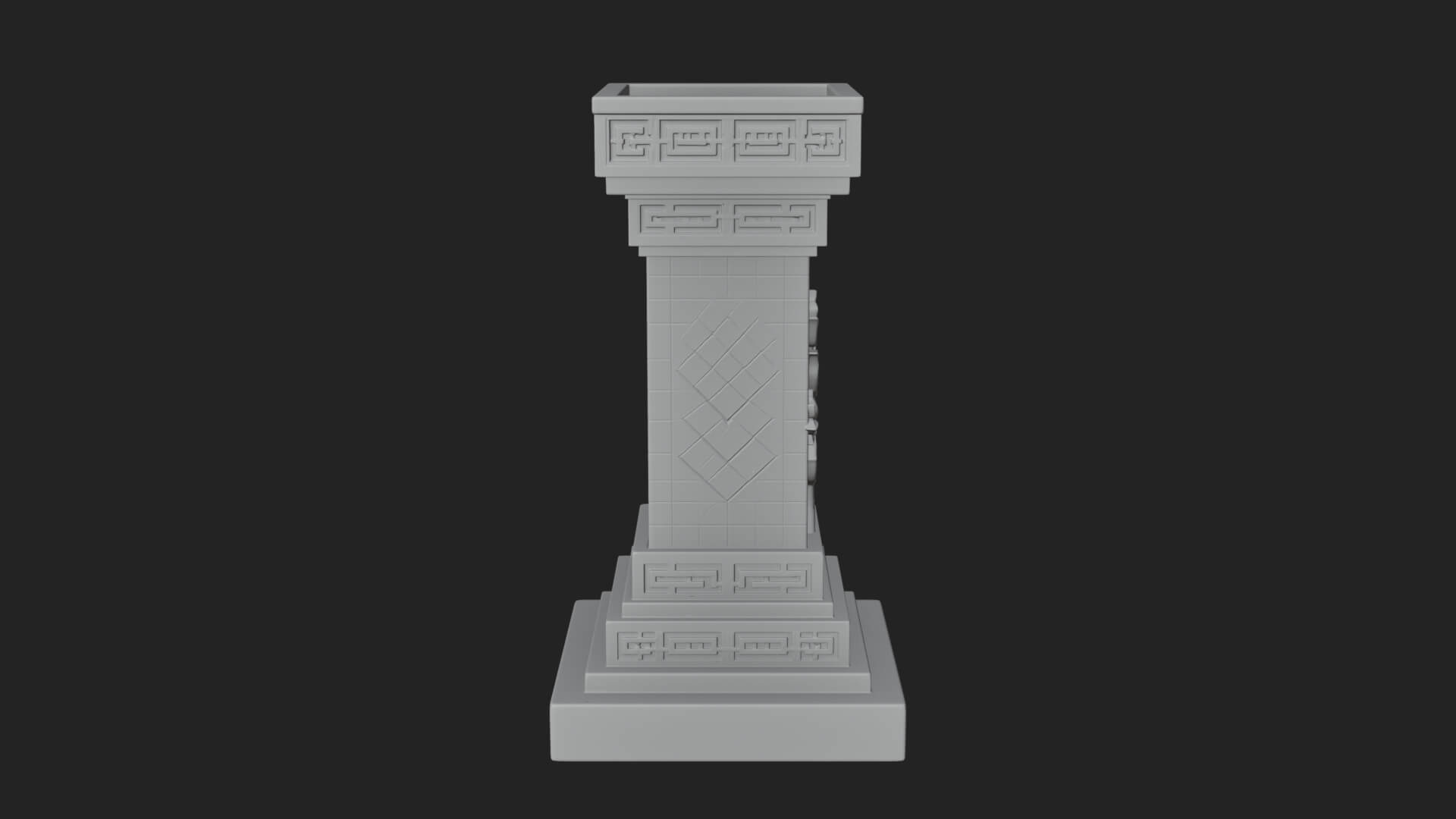 Leaf Carved Stone Column Design 10 3D Print Model 3D Model