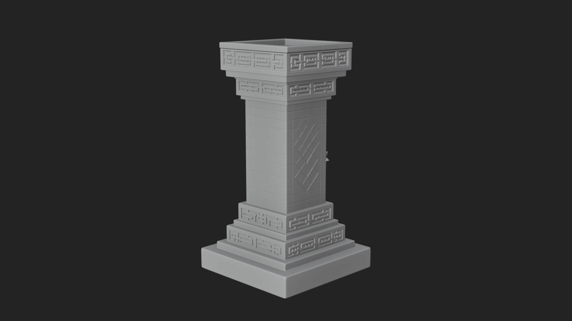 Leaf Carved Stone Column Design 10 3D Print Model 3D Model