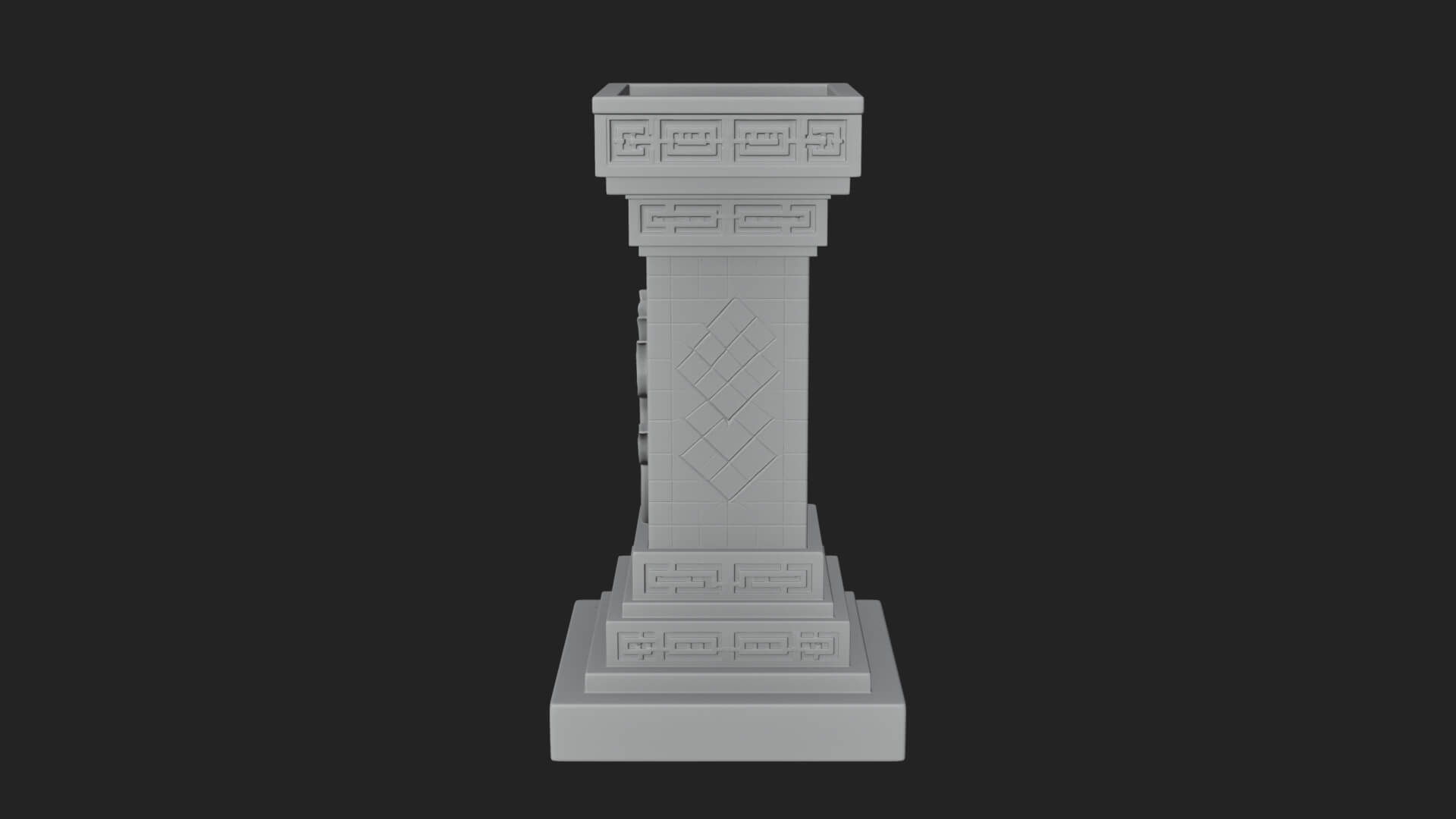 Leaf Carved Stone Column Design 10 3D Print Model 3D Model