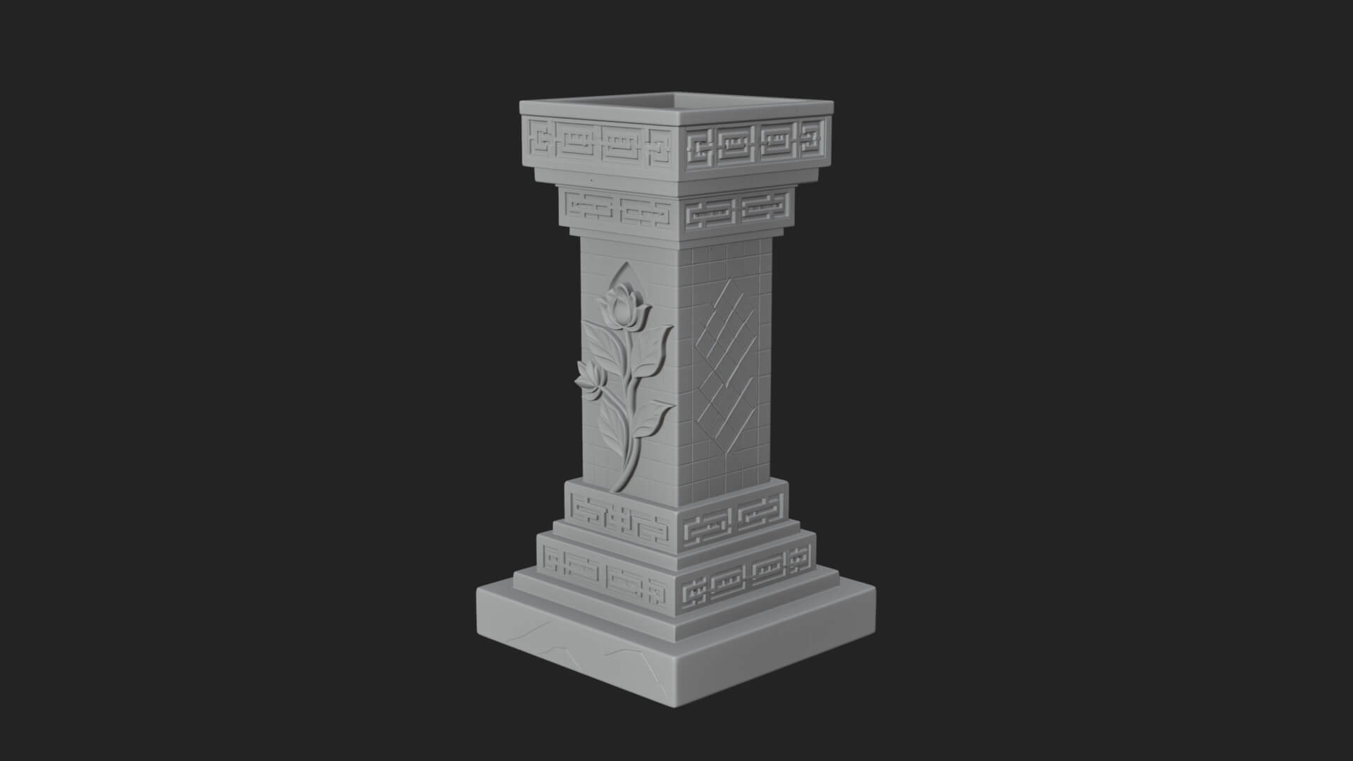 Leaf Carved Stone Column Design 10 3D Print Model 3D Model
