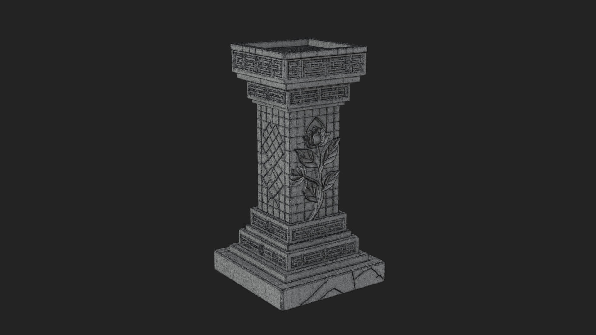 Leaf Carved Stone Column Design 10 3D Print Model 3D Model
