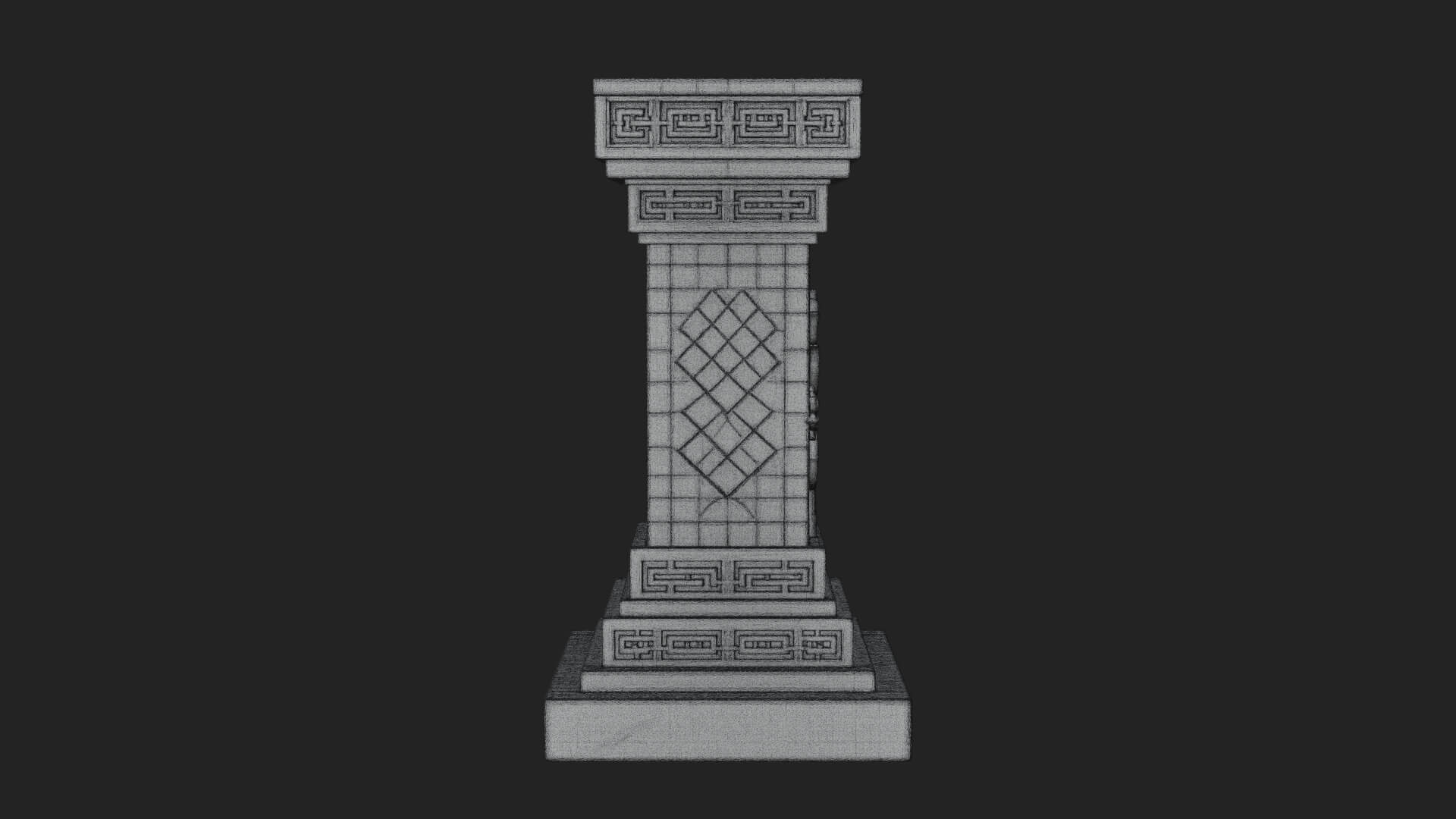 Leaf Carved Stone Column Design 10 3D Print Model 3D Model