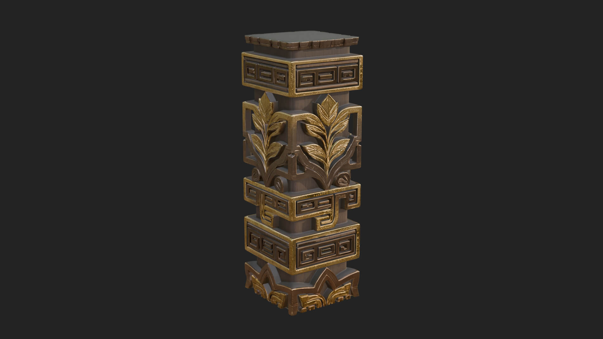 Leaf Carved Stone Column Design 2 3D Print Model 3D Model