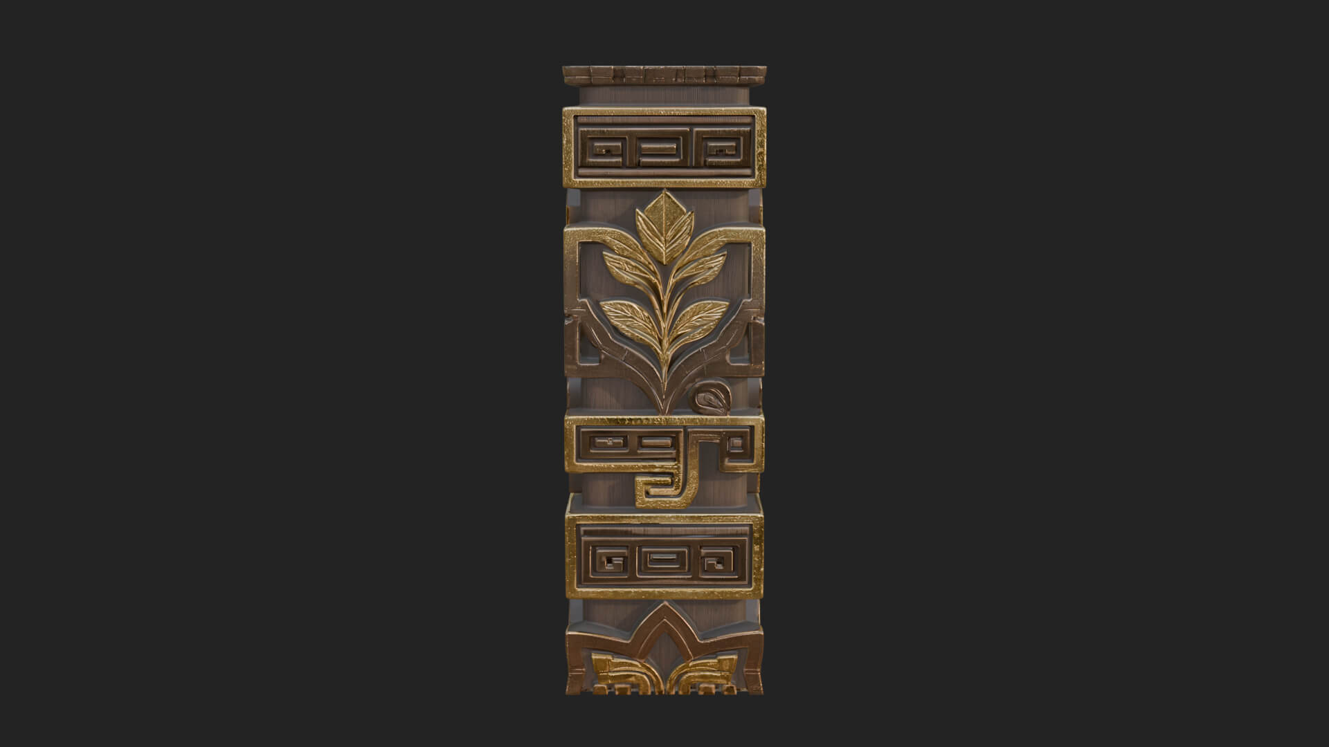 Leaf Carved Stone Column Design 2 3D Print Model 3D Model