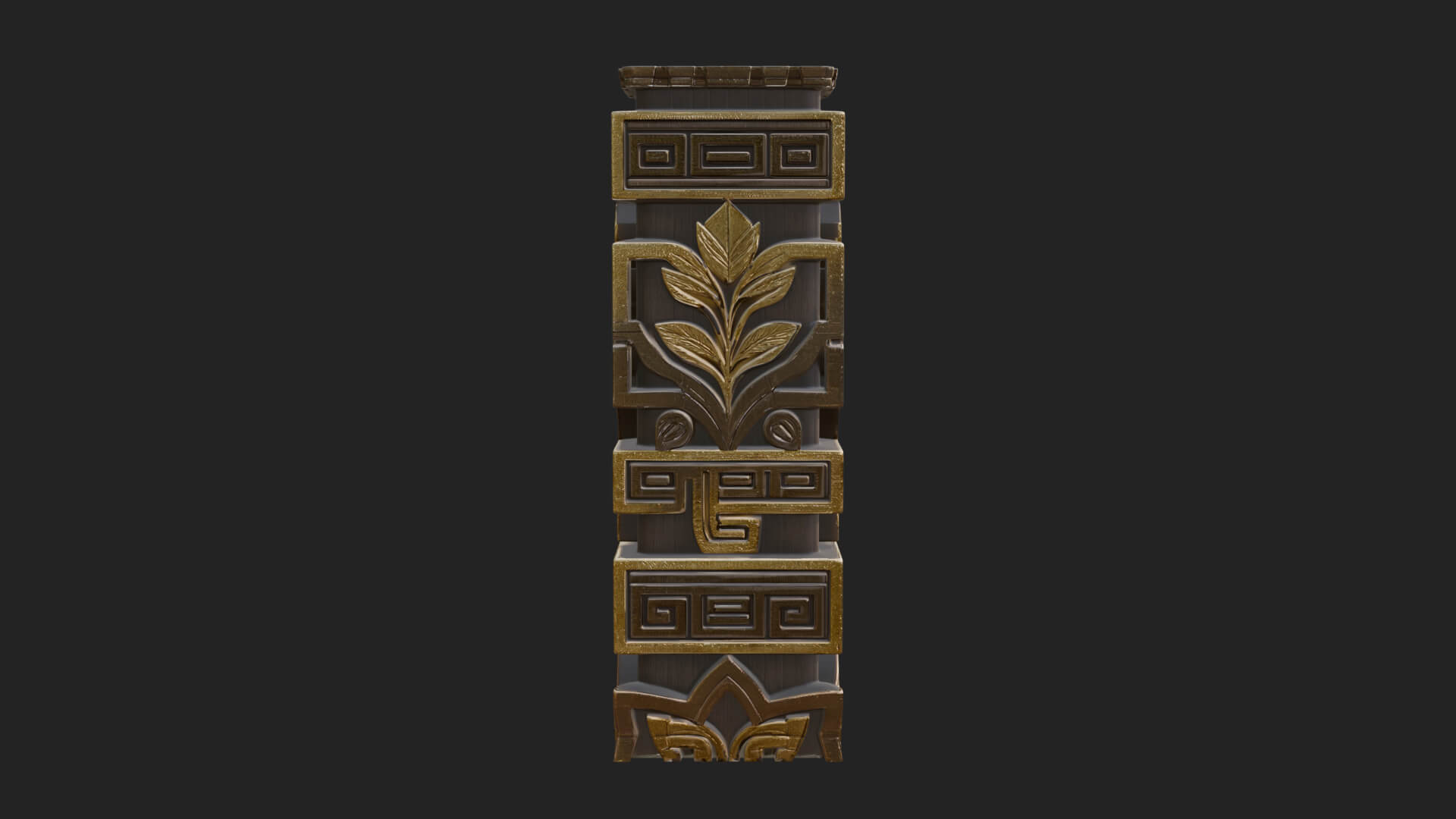 Leaf Carved Stone Column Design 2 3D Print Model 3D Model