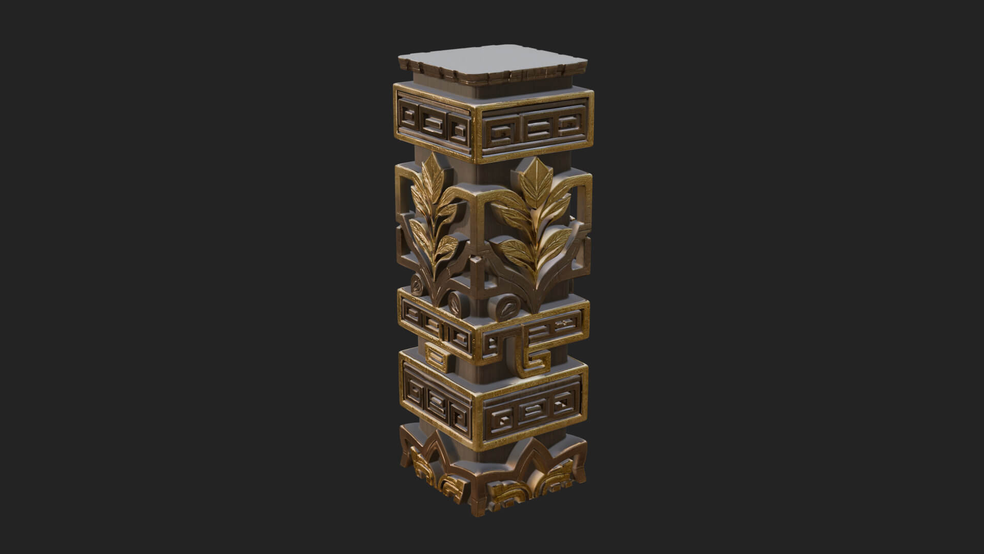 Leaf Carved Stone Column Design 2 3D Print Model 3D Model