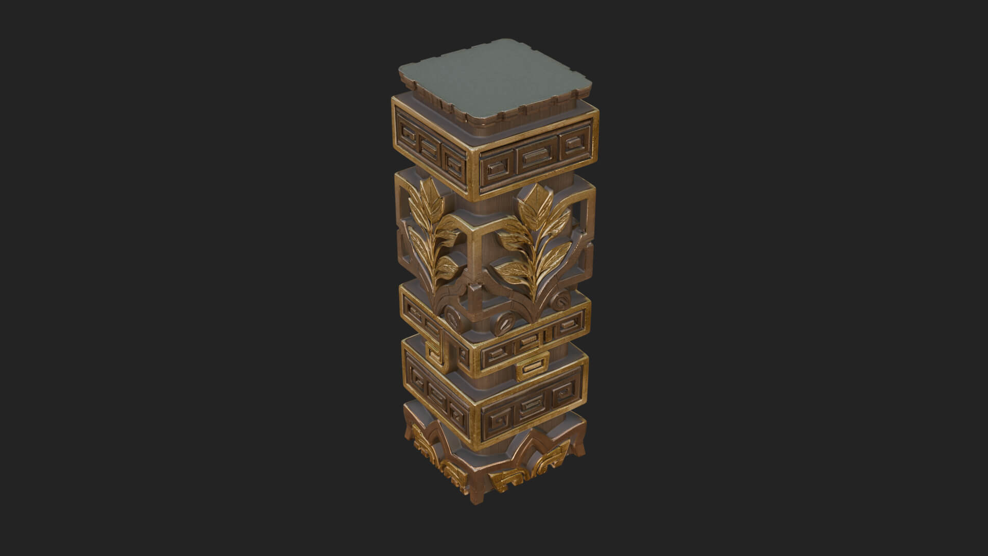 Leaf Carved Stone Column Design 2 3D Print Model 3D Model