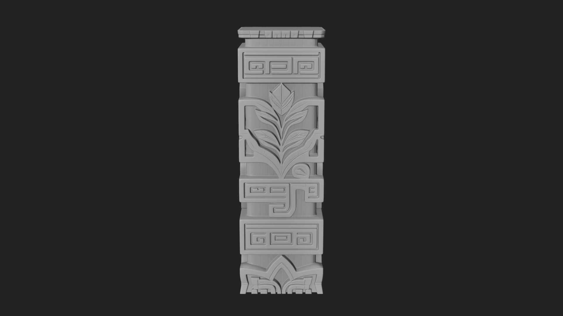 Leaf Carved Stone Column Design 2 3D Print Model 3D Model